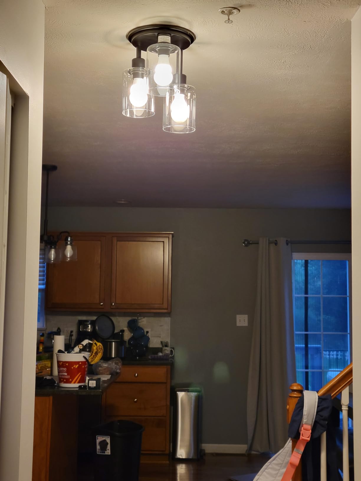 ROTTOGOON Semi Flush Mount Ceiling Light, Close to Ceiling Lights Fixtures, 3 Light Kitchen Ceiling Lights Fixtures with Glass Shades, Hallway Light Fixtures Ceiling Mount for Foyer, 9.9