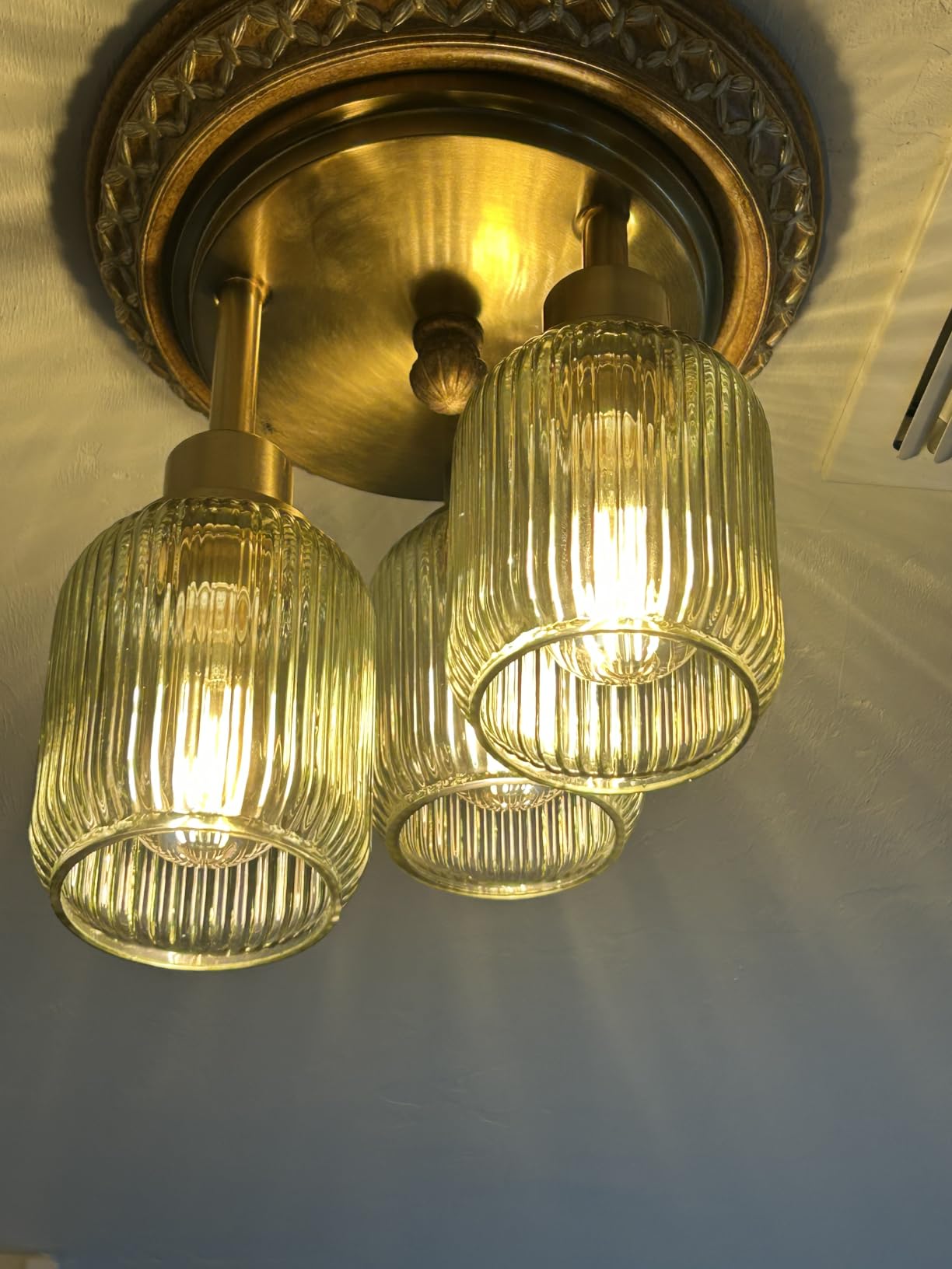 ROTTOGOON Semi Flush Mount Ceiling Light, Close to Ceiling Lights Fixtures, 3 Light Kitchen Ceiling Lights Fixtures with Glass Shades, Hallway Light Fixtures Ceiling Mount for Foyer, 9.9