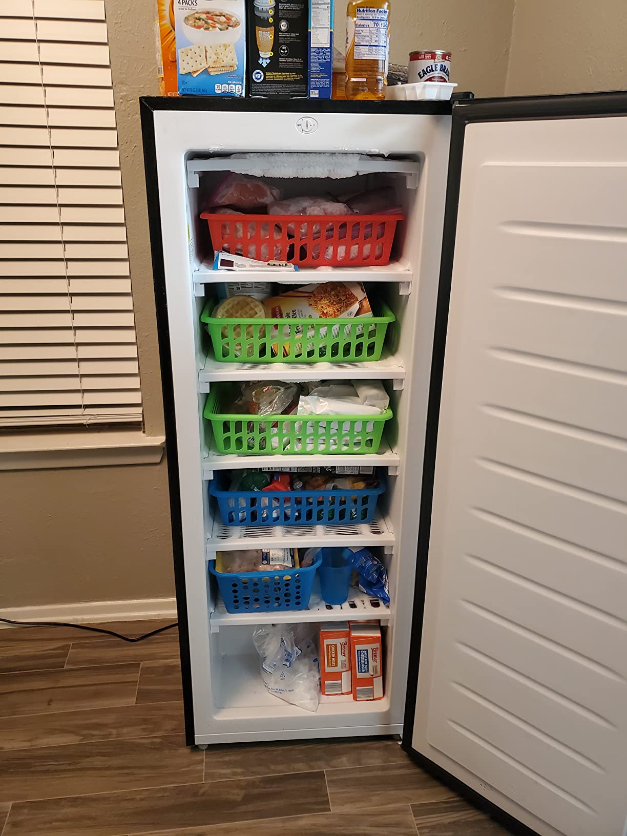 Frigidaire 10 Cu. Ft. Upright Convertible Fridge/Freezer, Reversible Door, Removable Glass Shelves, Adjustable Controls, Platinum Finish customer photo 2