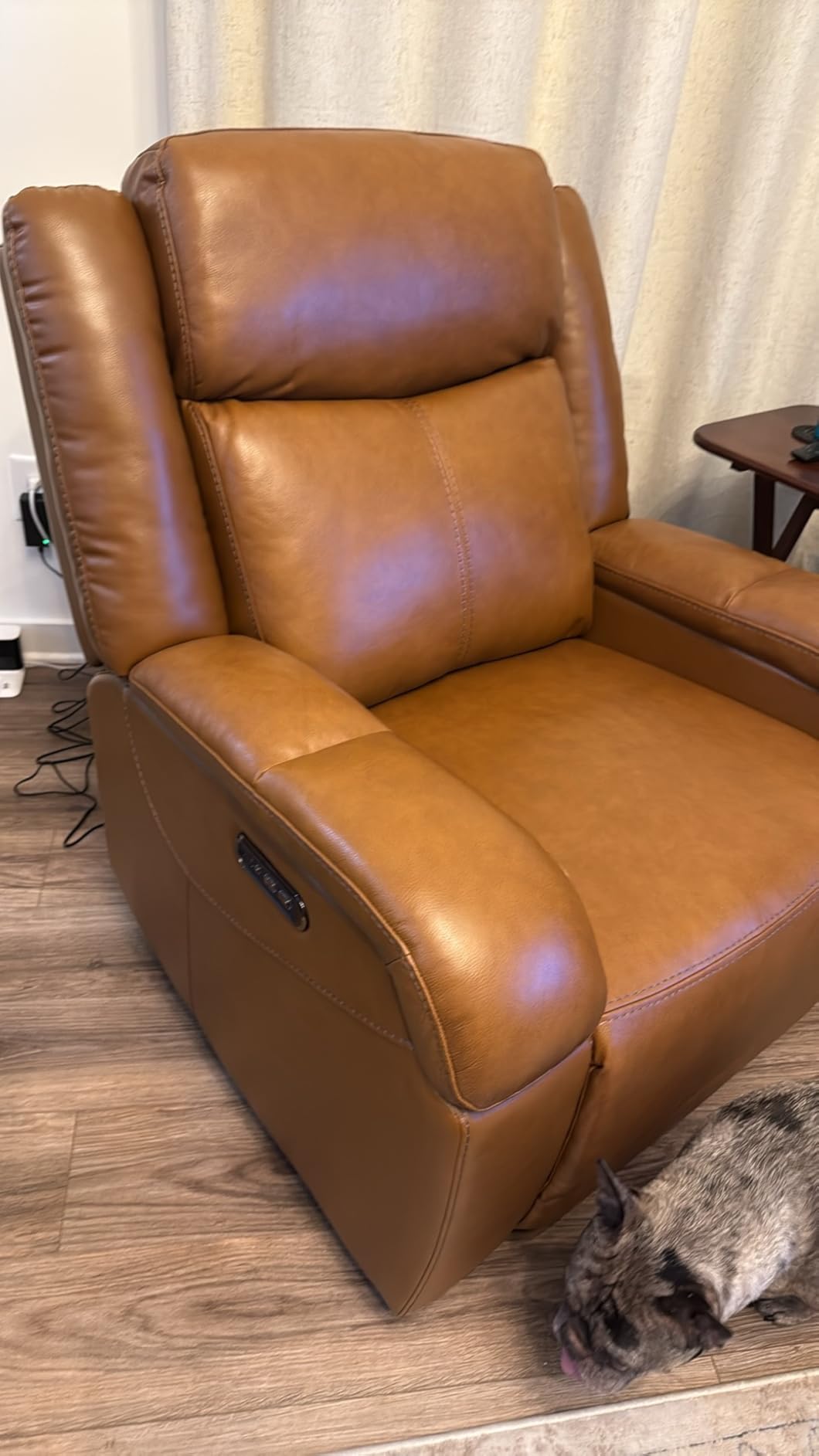 Watson & Whitely Genuine Leather Power Recliner Chairs for Adults, Wall Hugger RV Recliner with Power Headrest & Charging Ports, Electric Recliner Sofa Chair for Living Room, Cafe customer photo 2