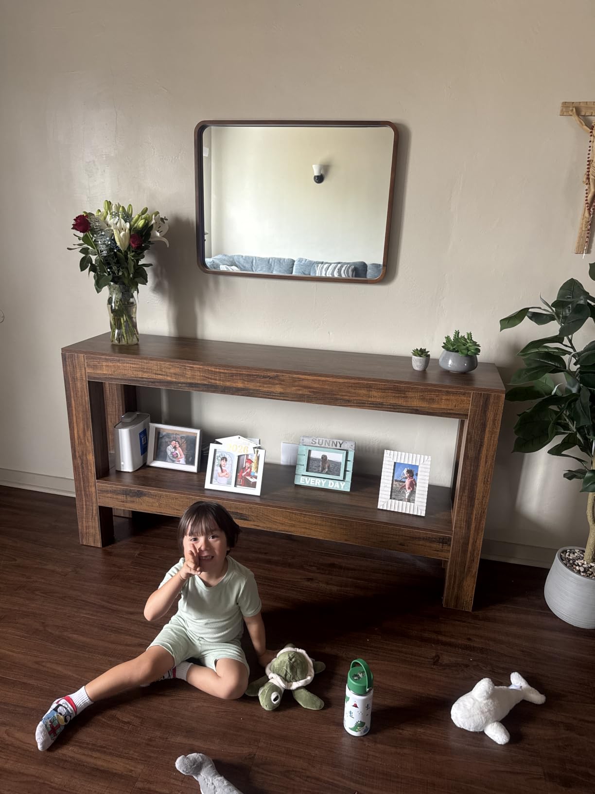 LITTLE TREE 63-Inch Black Console Table for Entryway, Narrow Long Wooden Entry Table for Living Room, Hallway, Sofa, Entrance, Foyer, Behind Couch with 2-Tier Storage Shelves customer photo 1