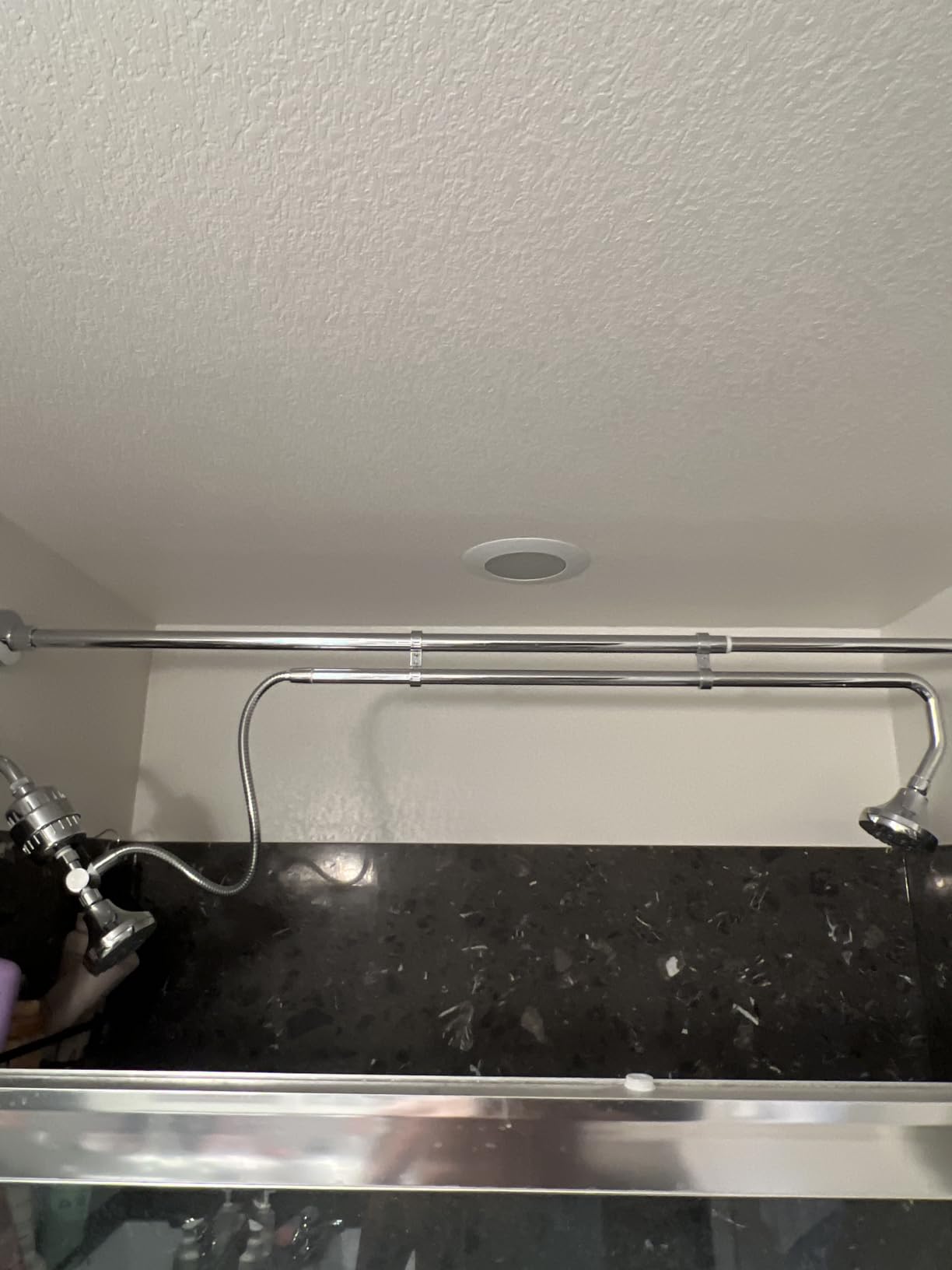OURBAOFU Tandem Shower, Dual Shower Heads for Couples with Handheld head | Triple Shower Head System for Two People, 48-78 In for bathroom, High Pressure and 360 Adjustable Double Shower Head-Silver customer photo 1