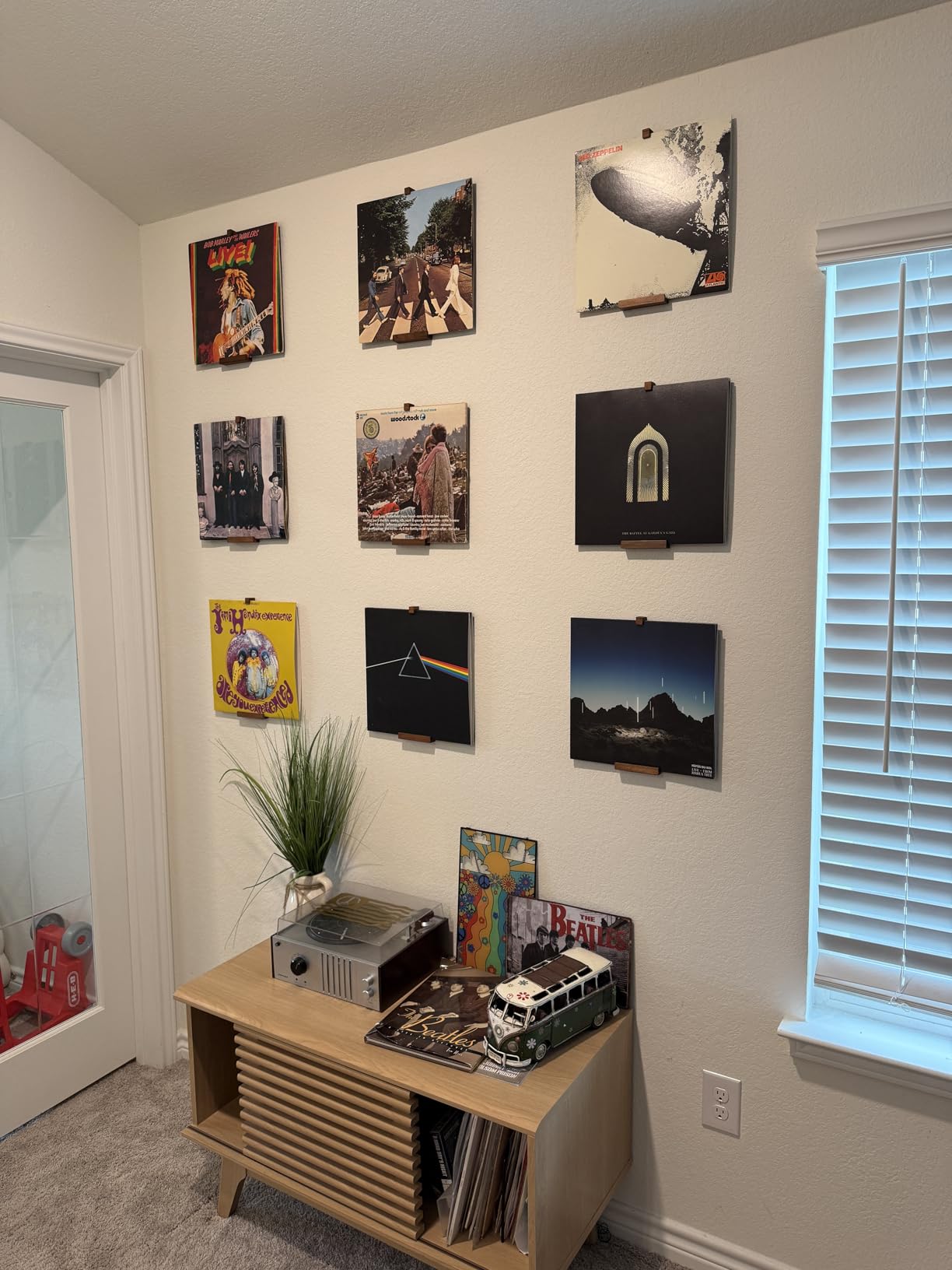 Vinyl Record Wall Mount - Pack of 6 Floating LP Album Display Holders | Pine Wood with Walnut Matte Finish | Easy Install Wall Decor for Music Lovers, Vinyl Collectors & Home Decor customer photo 2