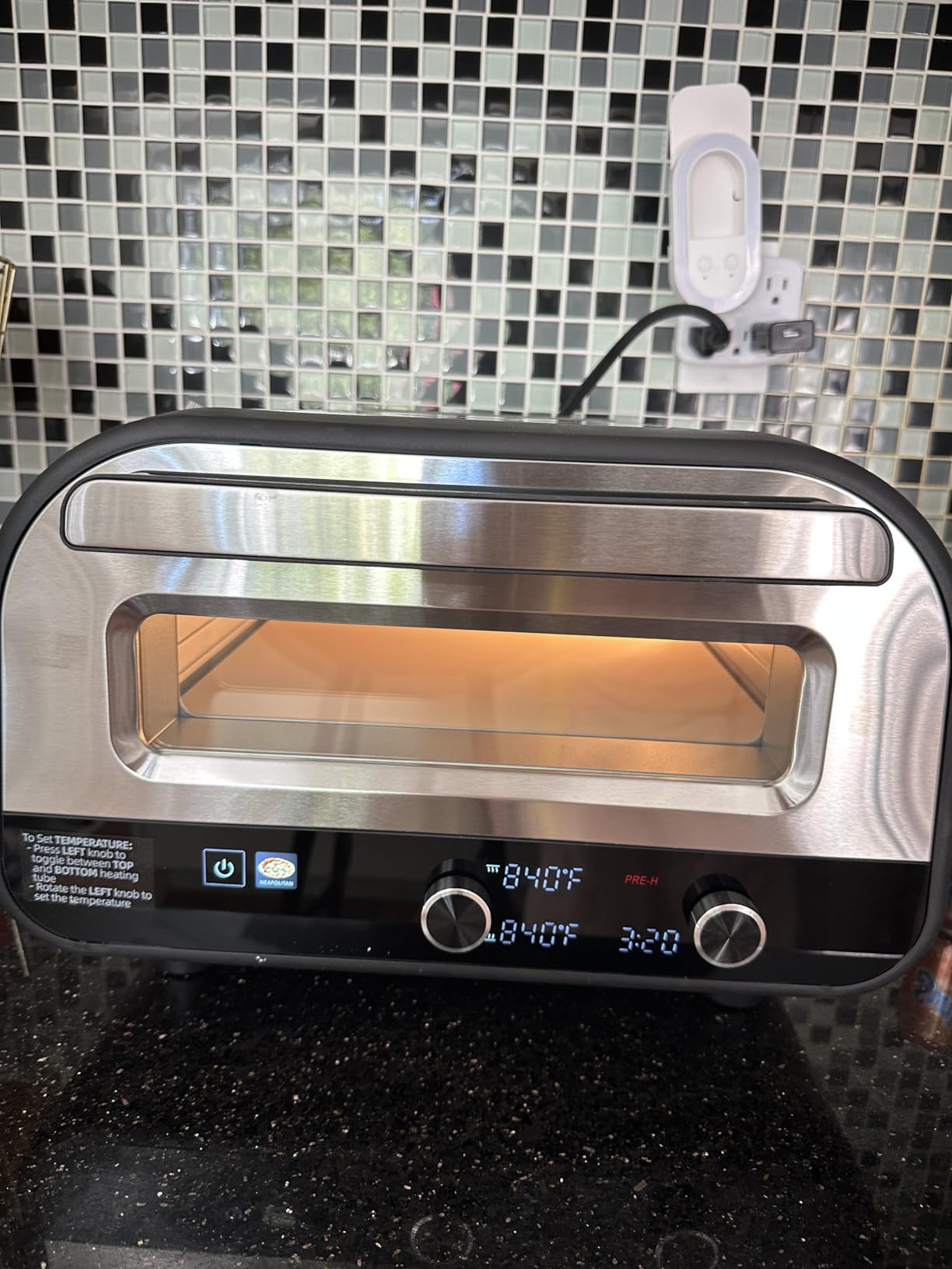 AMZCHEF Indoor Electric Pizza Oven 12-Inch Countertop 840F Preset/Manual | Stainless steel, 1700W Dual Heating, Compact Design, 6 Presets for Neapolitan, NY-style and Frozen Pizza customer photo 2