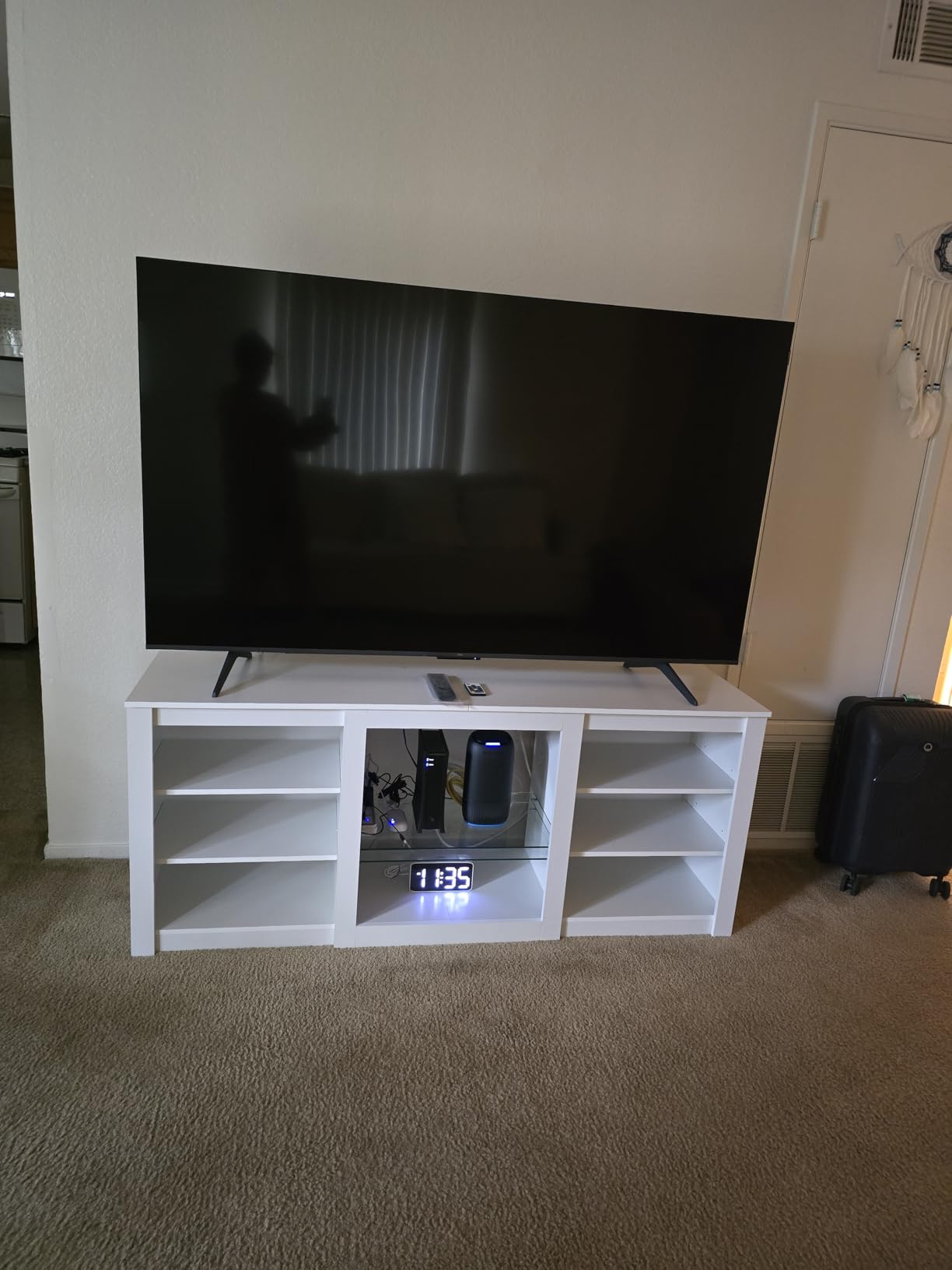 WLIVE Modern TV Stand for 65 Inch TV, Entertainment Center with Adjustable Open Shelves & RGB LED Lights, Sturdy Media Console for Living Room, Bedroom, Gaming (Black) customer photo 1