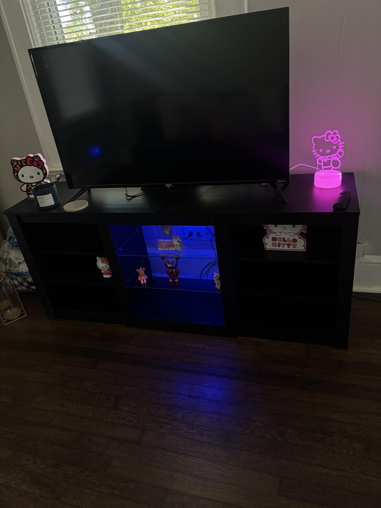 WLIVE Modern TV Stand for 65 Inch TV, Entertainment Center with Adjustable Open Shelves & RGB LED Lights, Sturdy Media Console for Living Room, Bedroom, Gaming (Black) customer photo 2