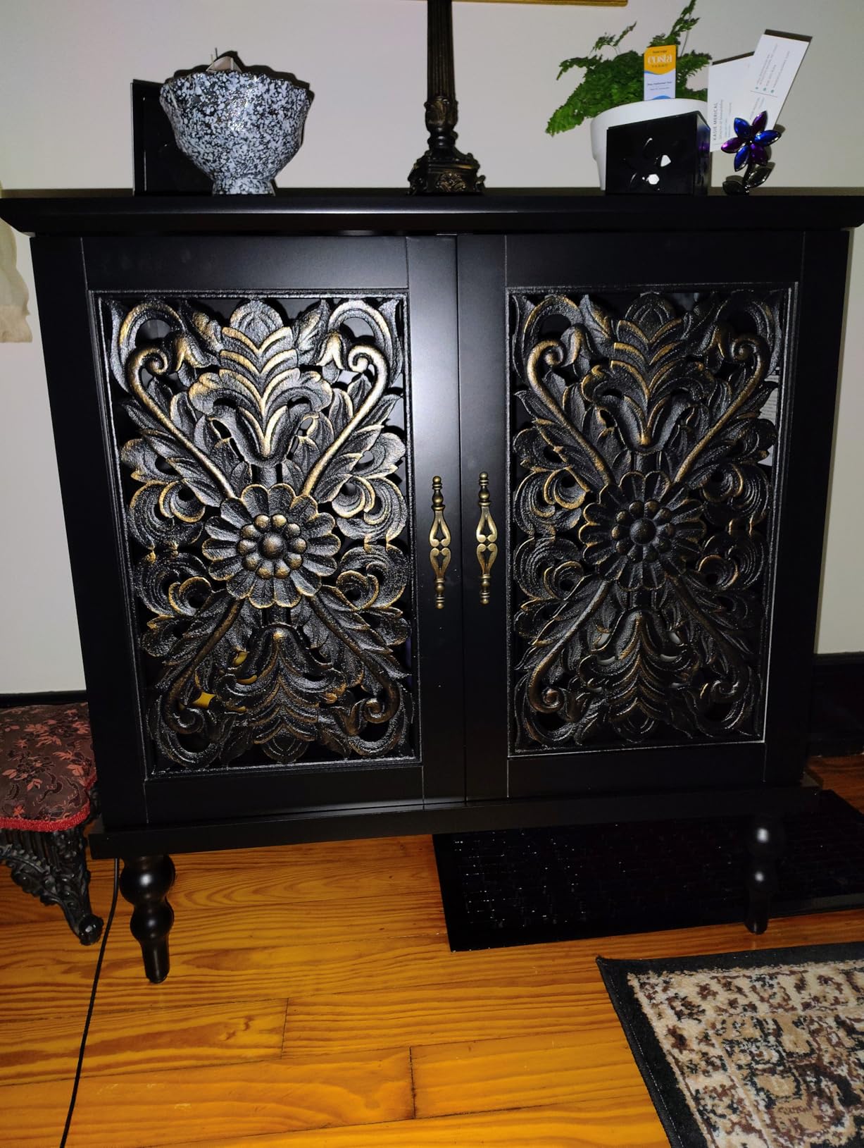 ARTPOWER Vintage Accent Cabinet with 2 Doors, Credenza for Living Room | Hand Painted Carved Door Sideboard & Buffet Cabinet, Wood Storage Cabinet for Kitchen, Dining Room, Entryway, Hallway customer photo 1