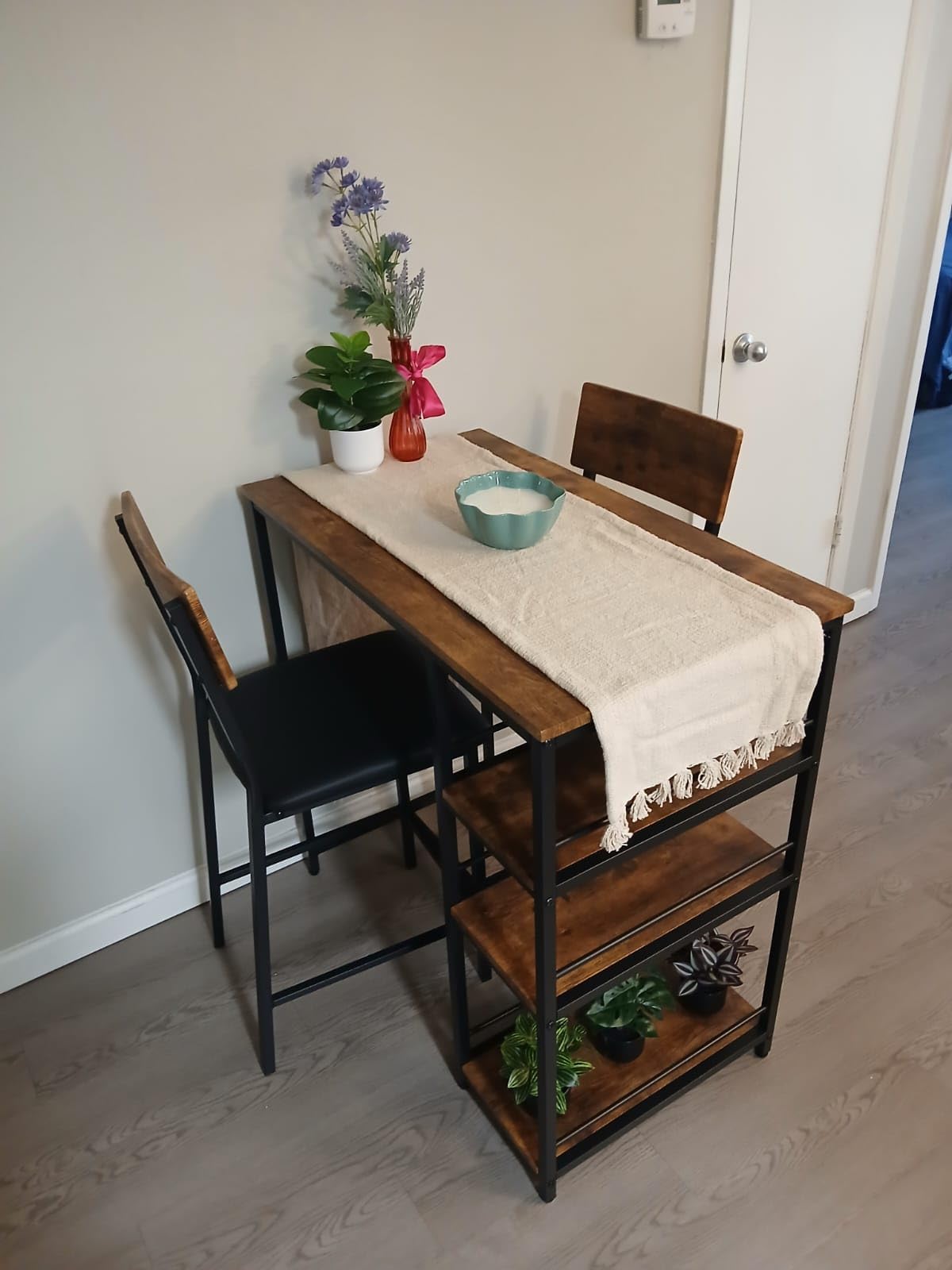 VINGLI Dining Table Set for 2, Kitchen Breakfast Counter Height Small 3 Piece Bar Table and Chairs Set with Storage customer photo 2