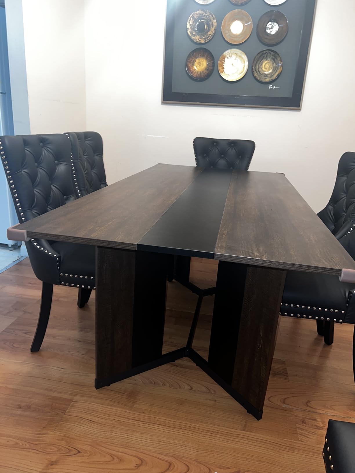 Hlivelood 94Inch Large Dining Table for 8 10 People,Wooden Rectangular Kitchen Table W/Waterproof Tabletop,Large Rectangle Furniture W/Adjustable Legs,Brown Dinner Table for Kitchen Dining Room(94IN) customer photo 2