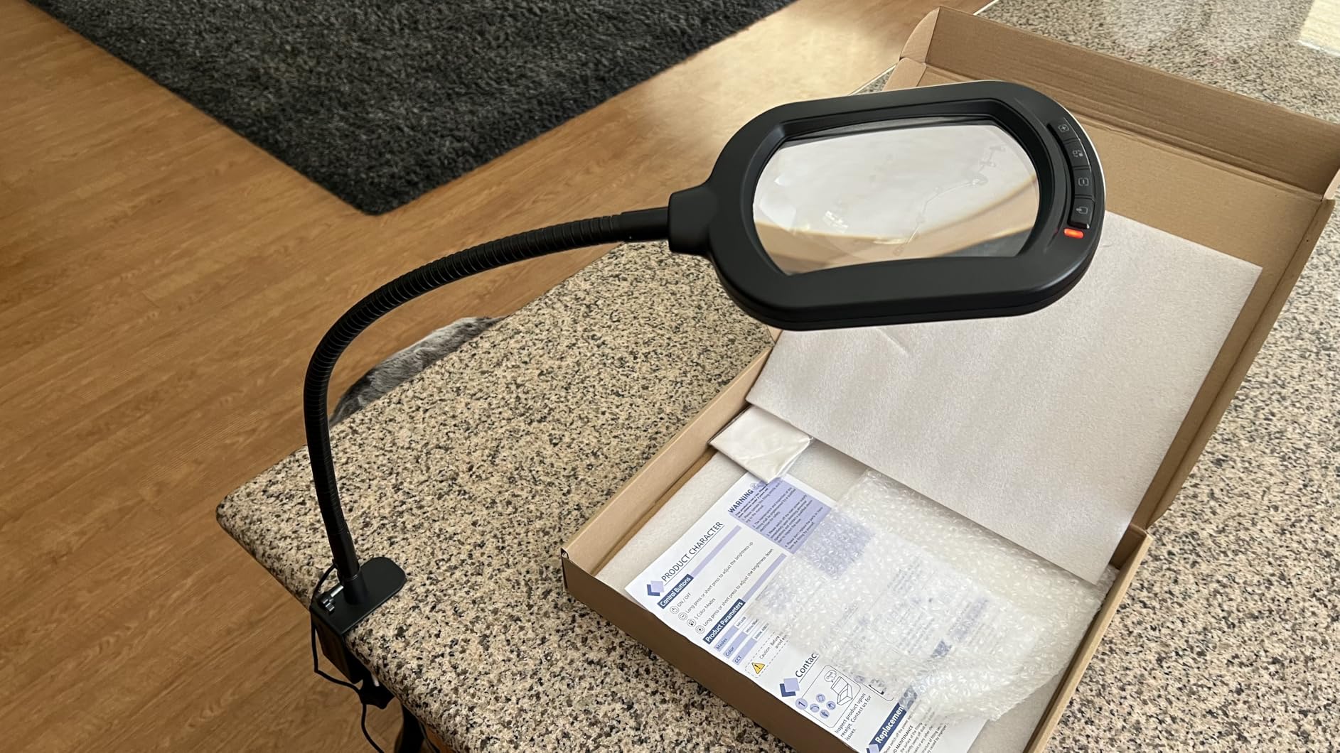 Large Magnifying Glass with Light and Stand, 15X Rectangle Optical Real Glass Lens, Height Adjustable Gooseneck Magnifier Floor Lamp, 5 Color Modes LED Dimmable Lighted Hands Free for Close Work Craft customer photo 1
