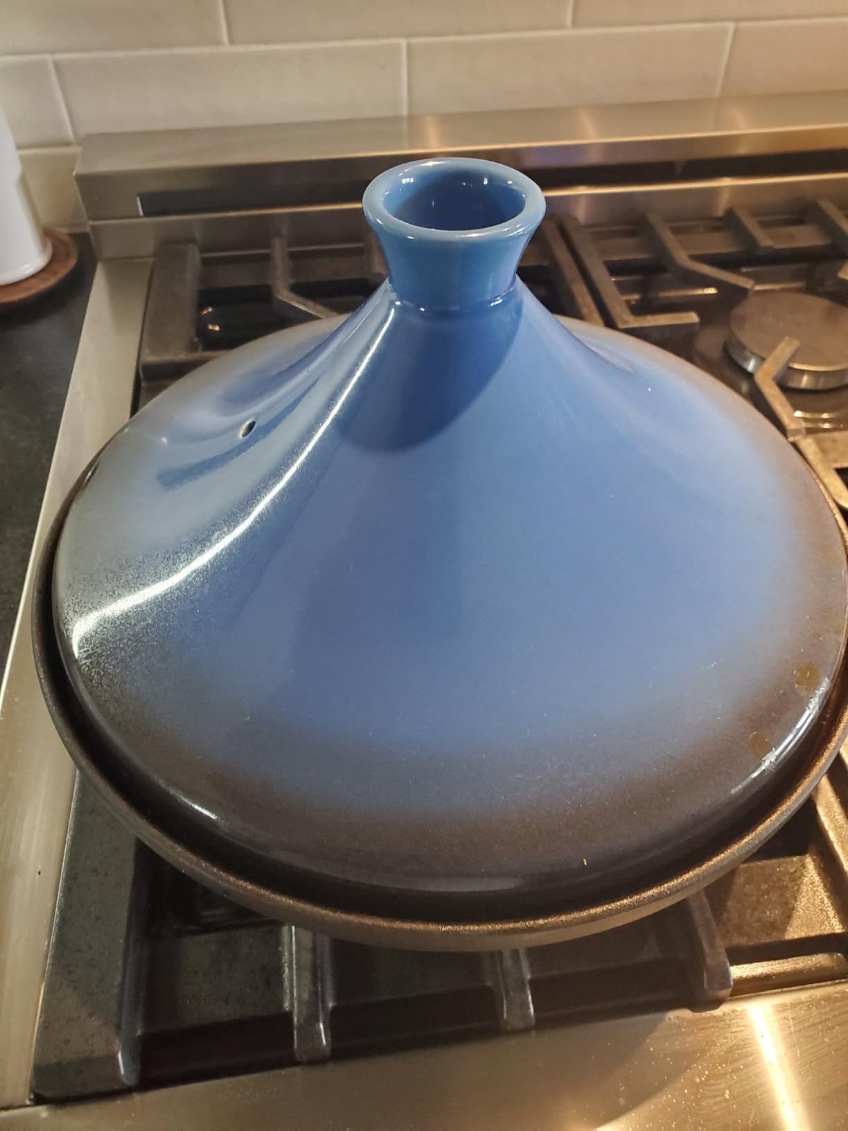 Moroccan Tagine for Cooking: Enameled Cast Iron Cooking Pot, Slow Cooker, Classic Kitchen Cookware, Tajine with Ceramic Cone-Shaped Closed Lid, 3.3 QT, Blue customer photo 2