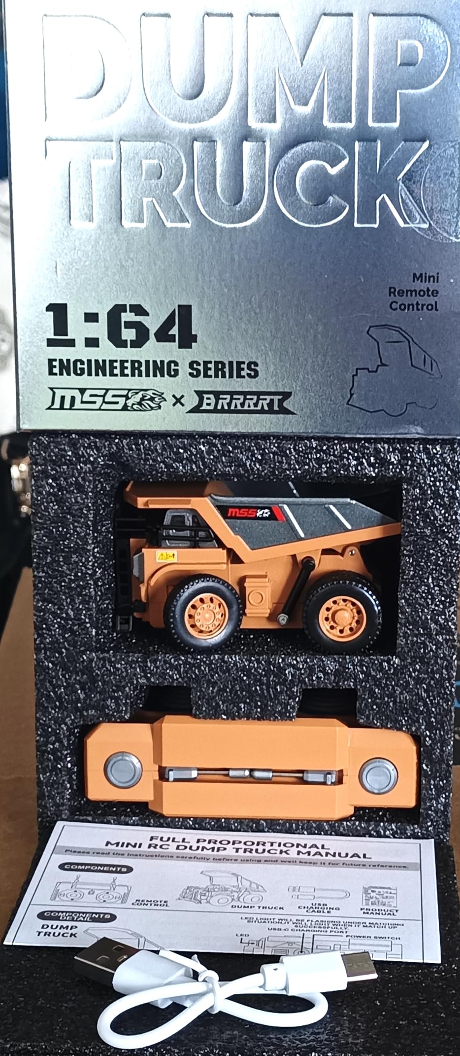 BRRRRT 1/64 RC Dump Truck, Full Proportion Mini Dump Truck Toy, 8-Channel Remote Control Toy with Metal Bed & Light, RC Construction Vehicles, Type-C Built-in Battery for Boys and Girls Age 3+ customer photo 1