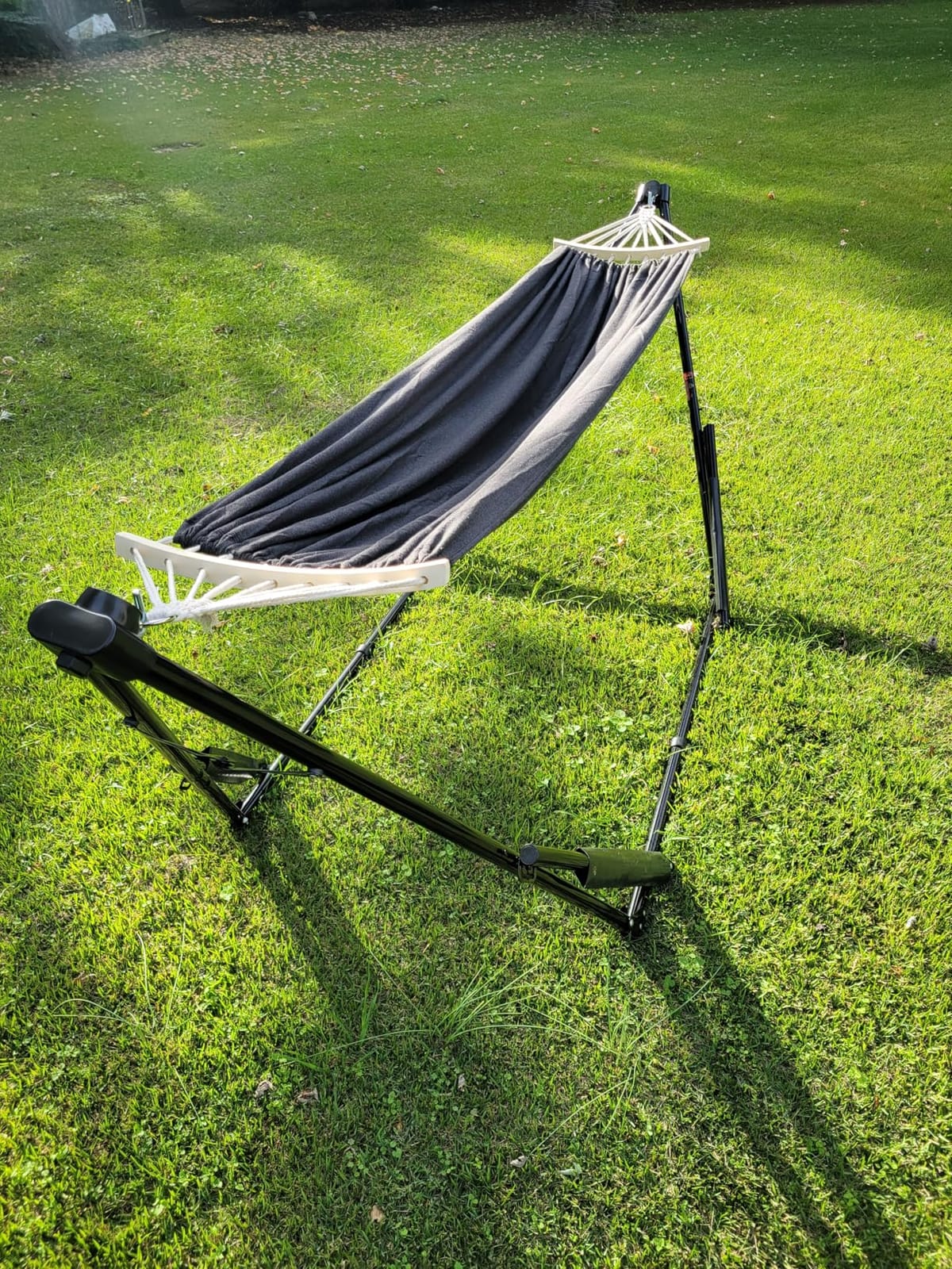 2-in-1 Hammock Chair with Stand, Portable Hammock, Black | Adjustable swing chair for teens with heavy-duty steel stand, carry bag and 440 lb capacity customer photo 1