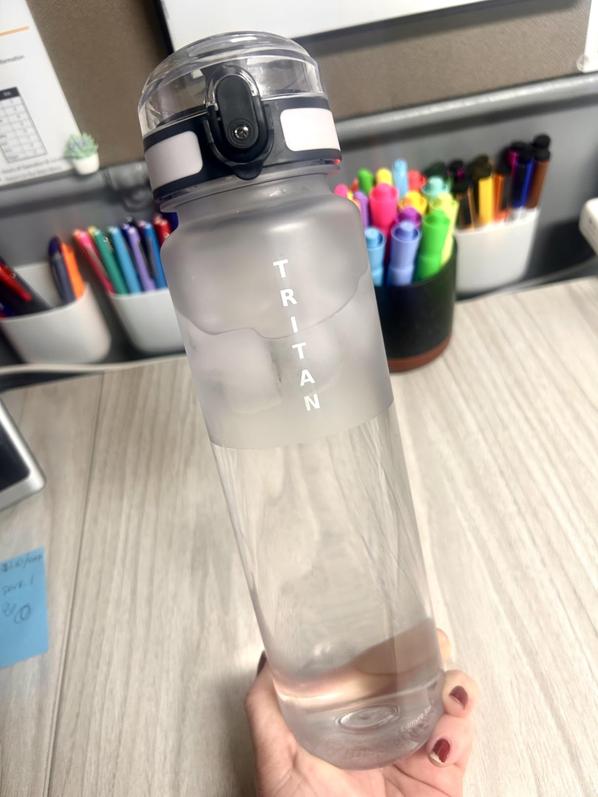 32oz Clear Tritan Water Bottle with Chug Lid | Frosted & BPA-Free, Leakproof, Wide Mouth, Portable Sports Water Bottle for Gym, Office, Travel, Outdoor (Clean) customer photo 2