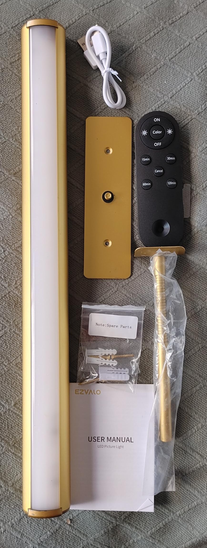 EZVALO 16-inch Picture Light for Wall, Rechargeable Art Light | Gold, 6000mAh Battery, Wireless, Remote Control, 3 Color Temps, Dimmable, Painting, Gallery Light, Living Room, Hallway customer photo 2