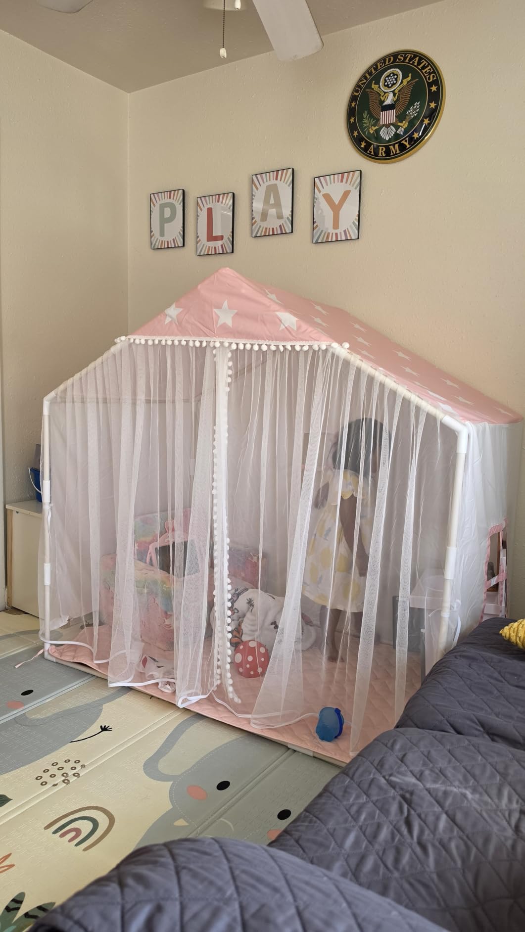 Avrsol Kids Play Tent with Mat, Princess Castle Playhouse Tent for Girls | Kids Tent with Mat, Girls Play Tent Play House for Toddlers, Ideal Toy for Birthday Toy House Gift, Pink - 57