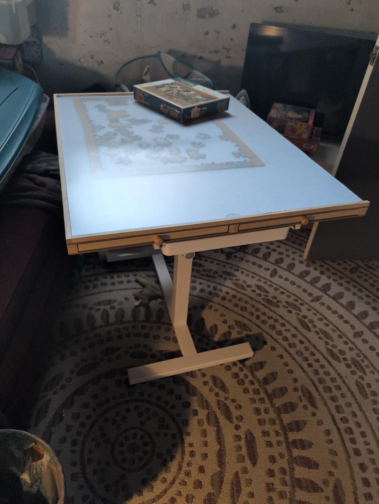 ropoda 1500 PCS Jigsaw Puzzle Table with Drawers and Single-Pedestal, 35