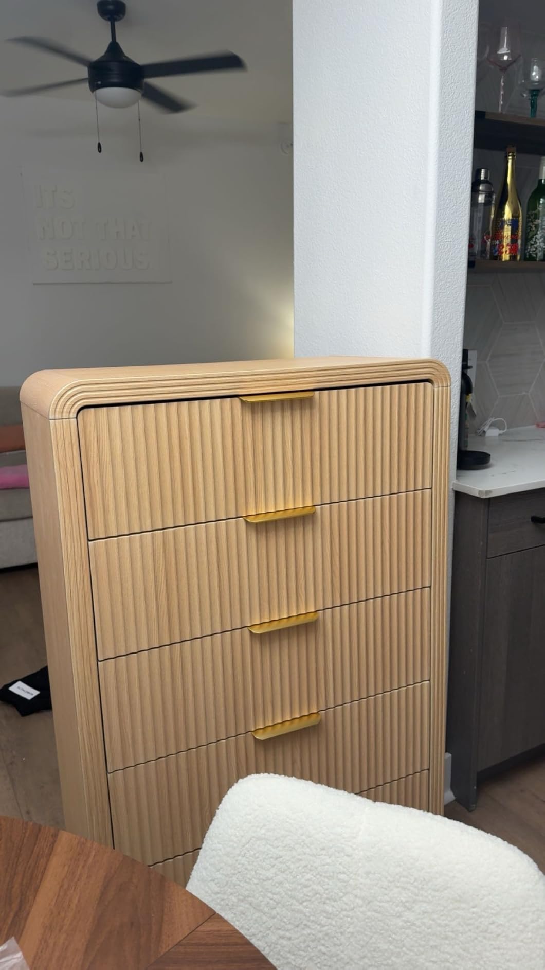 Decofy Fluted 5 Drawers Dresser, 48