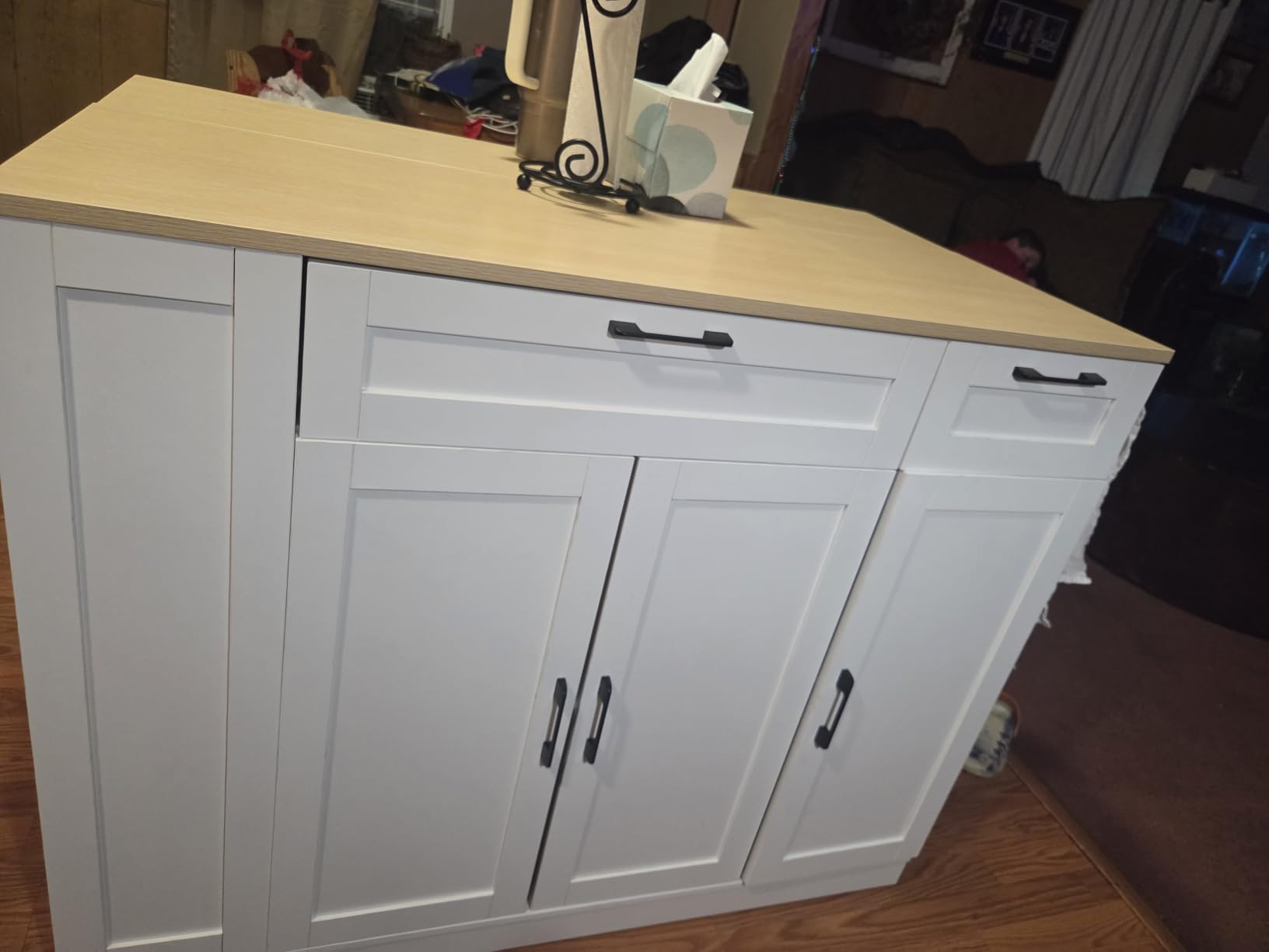 HUAHUU Rolling Kitchen Island with Storage and Seating, 43
