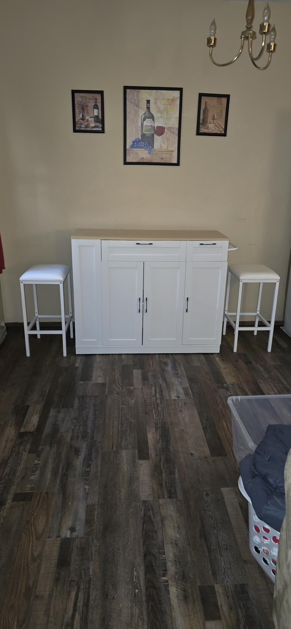 HUAHUU Rolling Kitchen Island with Storage and Seating, 43