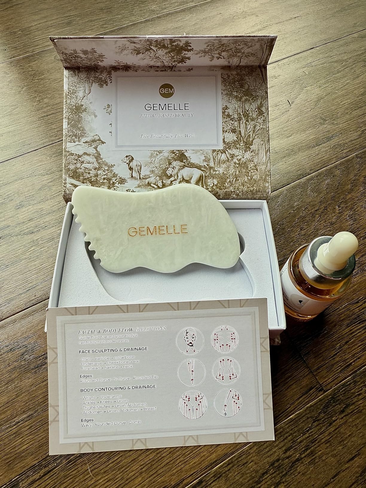 GEMELLE White Jade Gua Sha Tool - 10x Award-Winning Face & Body Sculpting Stone with 5-Edge Design for Lymphatic Drainage, Puffiness & Jawline - Premium Gift for Women, Glow-Boosting Natural Ritual customer photo 1