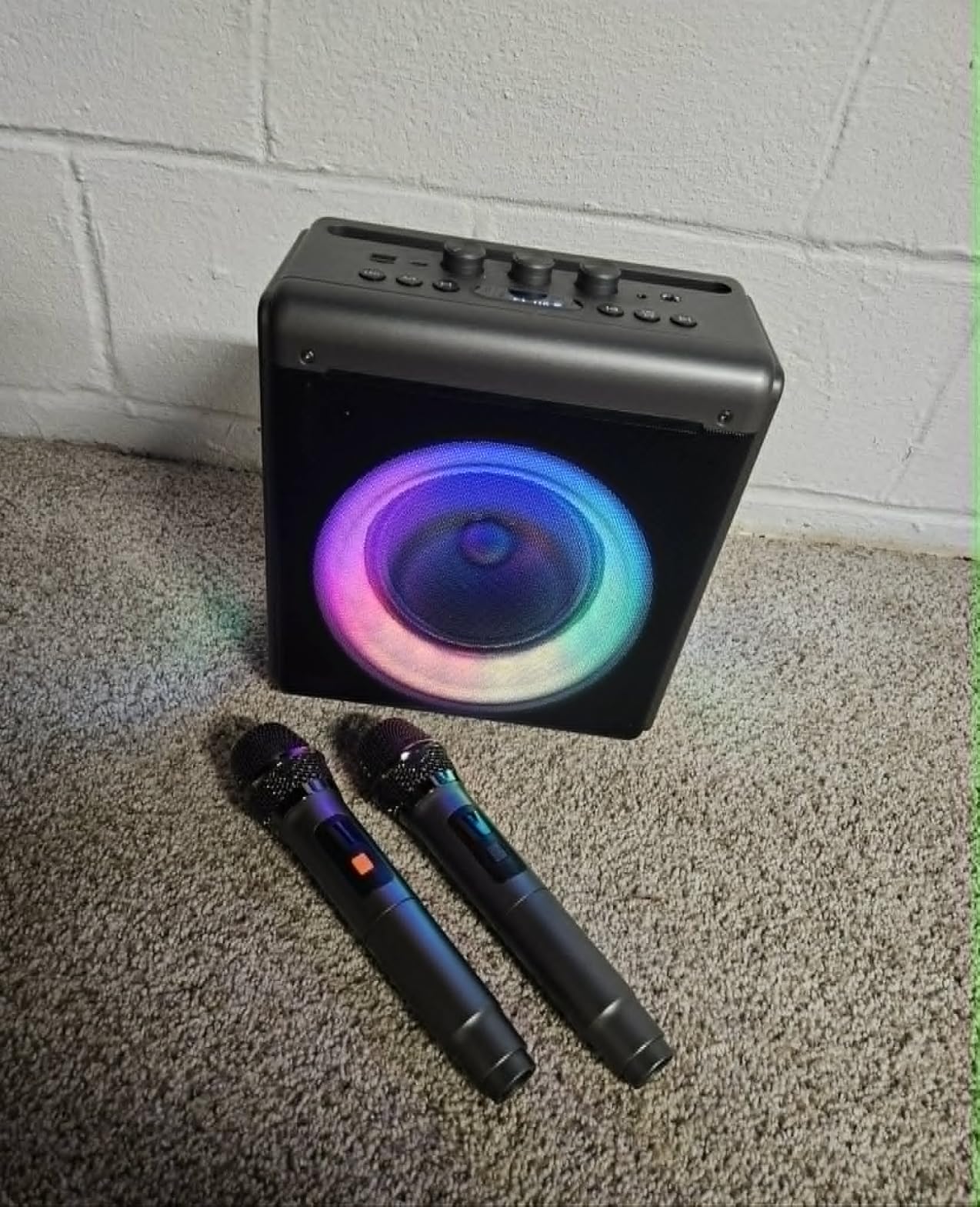 Karaoke Machine, 2 Wireless Rechargeable Microphones, 200W Speaker | Bluetooth 5.3, 20H Playtime, LED Lights, Portable, Tablet Holder and TWS for Family Karaoke, Home Parties and Outdoor Events customer photo 2