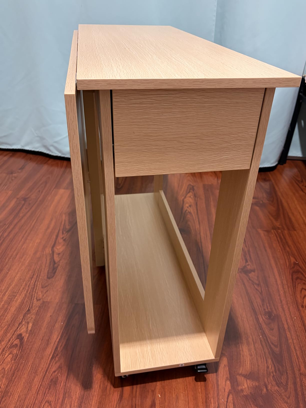 Folding Dining Table 35.4 x 54.9 inches Expanded Drop Leaf Table for 4-6, 300lb Capacity, 2 Drawers, Lockable Wheels customer photo 1