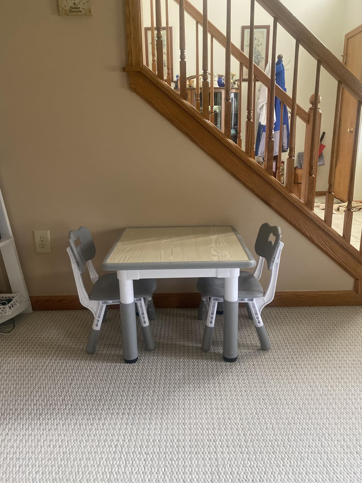 Pterying Toddler Table and Chair Set, Graffiti Tabletop, 2 Chairs, Grey | Adjustable Height, Ages 2-8, for Home Preschool Daycare Drawing Eating Learning and Playing customer photo 1