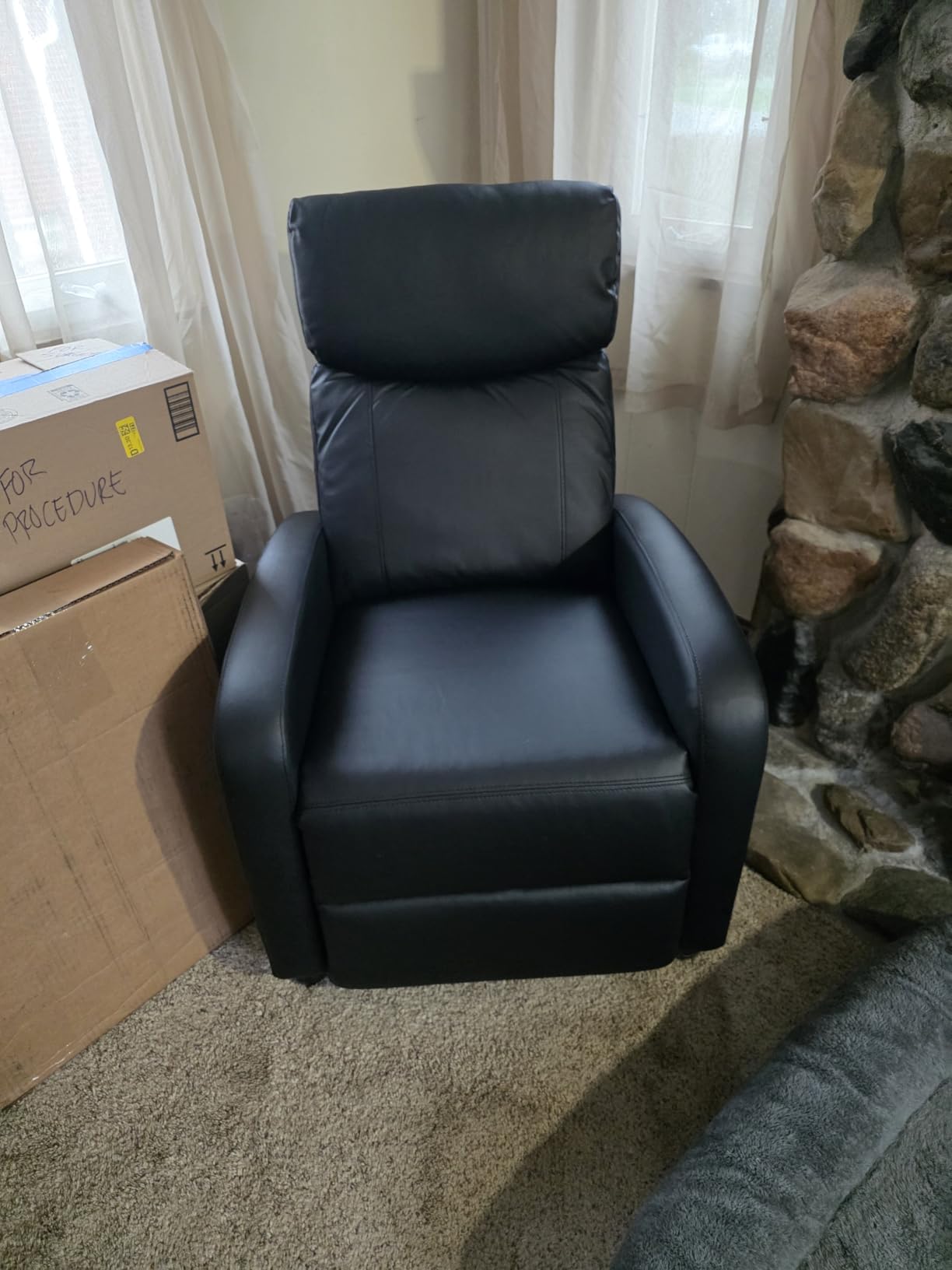 Sweetcrispy Recliner Chair PU Leather Recliner Sofa No Massage, Home Theater Seating with Lumbar Support, Adjustable Push Back Overstuffed High-Density Sponge Reclining for Living Room, Black customer photo 2
