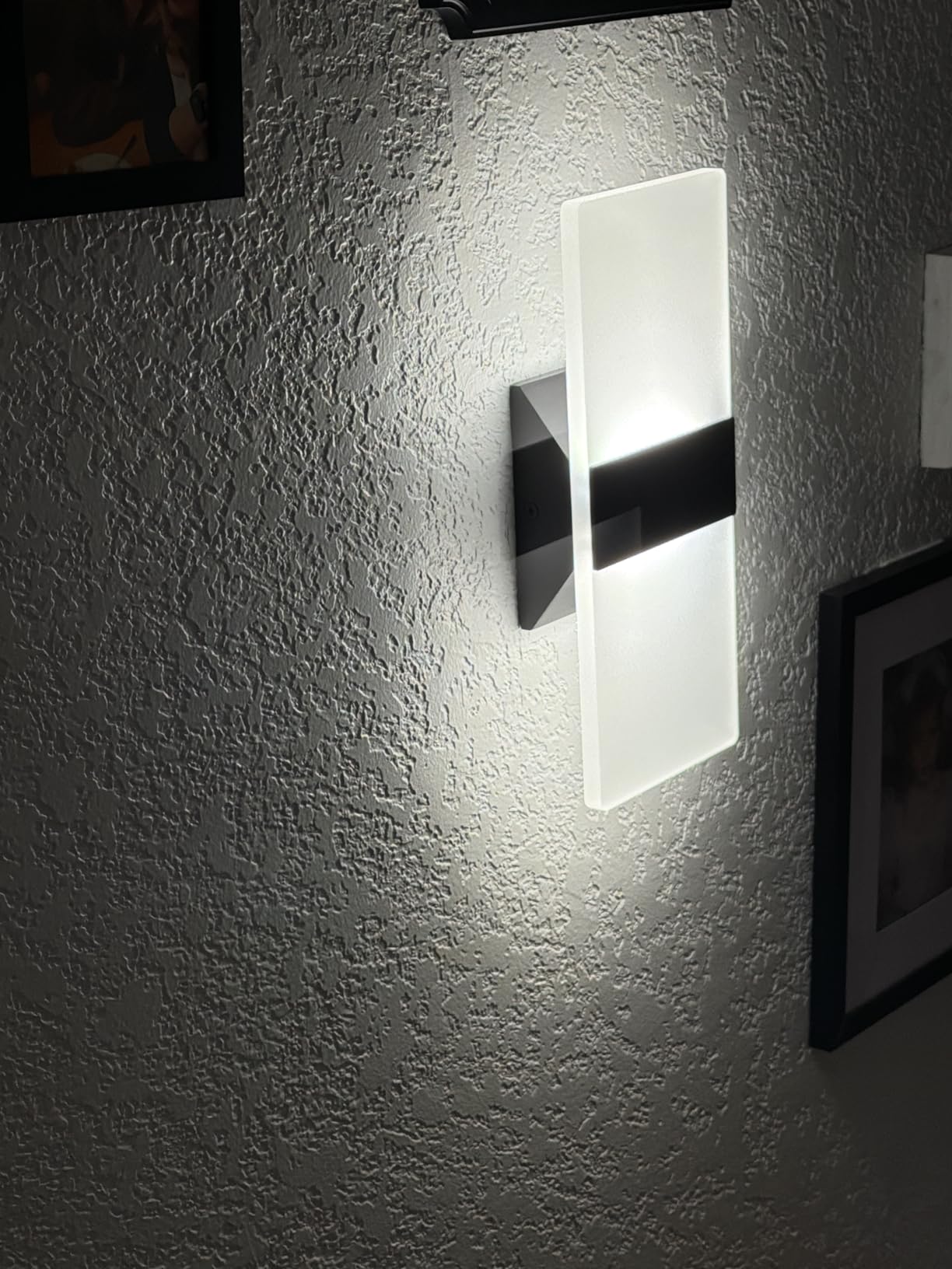 Modern LED Wall Sconce, Dimmable Indoor Wall Light, 5CCT 2700K-5000K Adjustable, Hardwired Acrylic Wall Lights for Living Room Bedroom Bathroom Hallway, 12 Inch, Black, Damp Rated, ETL customer photo 2