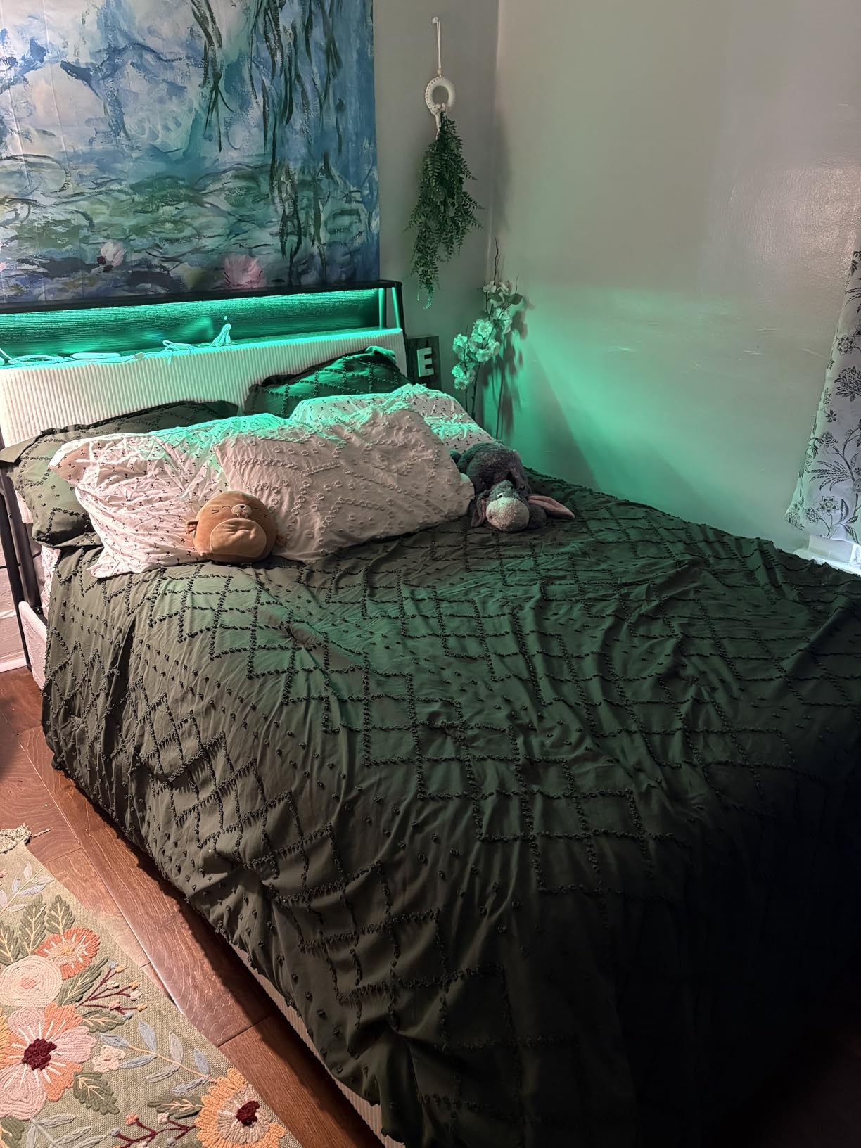 Upholstered Full LED Bed Frame with 2 Storage Drawers & Charging Station | Corduroy Platform Bed with 3-Tier Storage Bookcase Headboard, Heavy Duty Metal Support, No Box Spring Needed, Easy Assembly customer photo 2