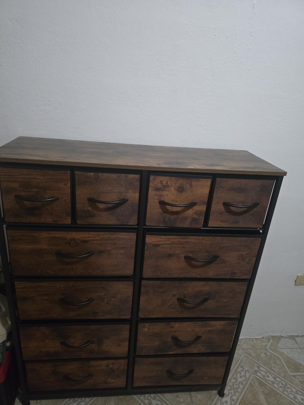 WLIVE Tall Dresser for Bedroom with 12 Drawers, Dressers & Chests of Drawers, Fabric Dressers for Closet, Storage Dresser Organizer with Steel Frame, Wood Top, Rustic Brown Wood Grain Print customer photo 1