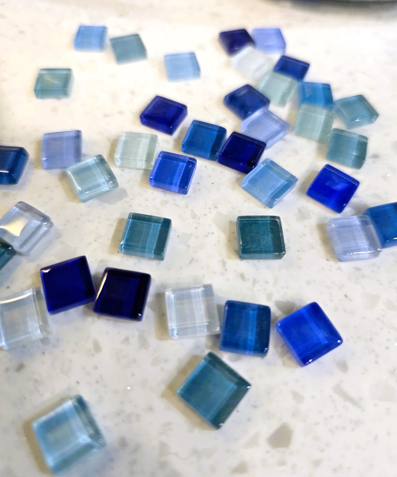 1100pcs Mixed Colors Glass Mosaic Tiles, 2.2lbs Crystal Stained Glass Tiles, Handmade DIY Art Craft Projects for Home Decoration customer photo 1