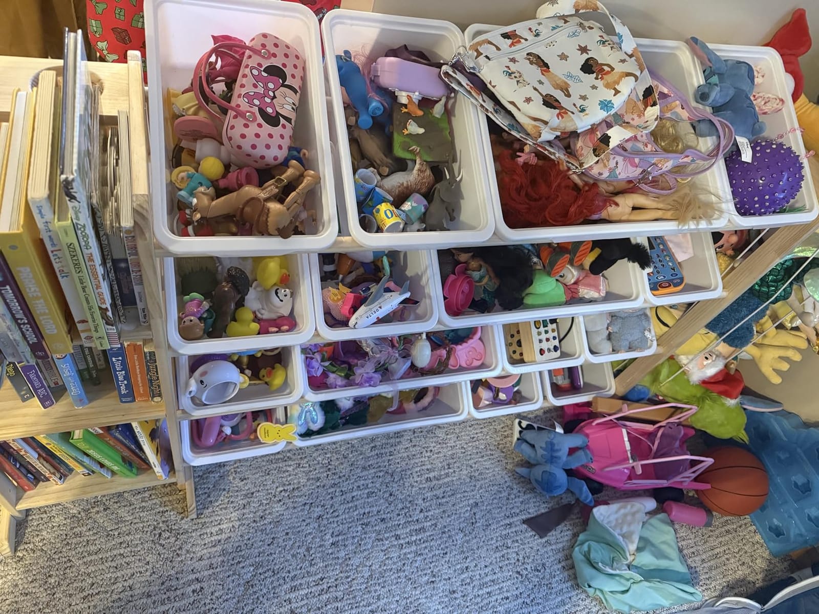 Toy Storage Organizer with Bookshelf and Stuffed Animal Storage - Kids Playroom Organization with Shelves and 12 Toy Bins - Toddler Living Room Toy Box for Lego - Nursery Bedroom Decor Essential customer photo 2