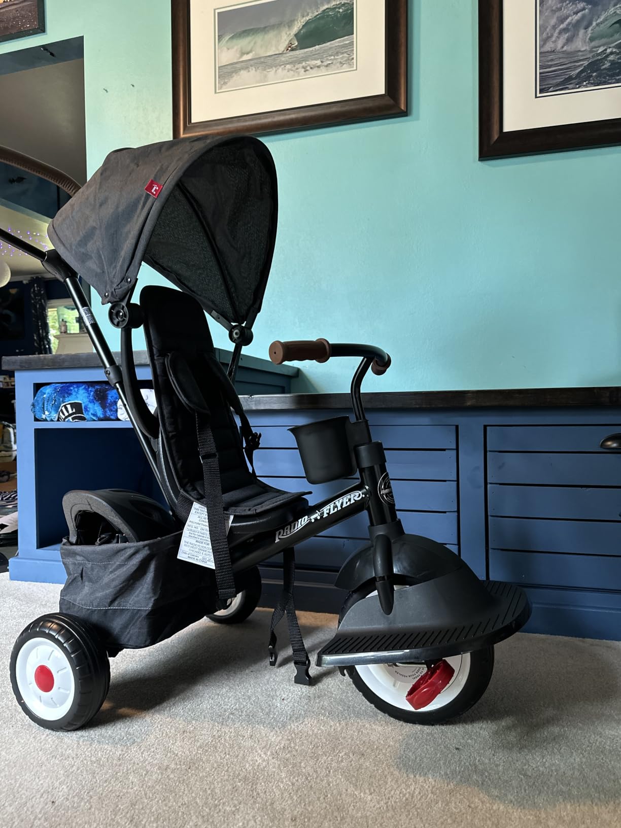 Radio Flyer City 4-in-1 Stroll 'N Trike, for Riders 1-5 Years Old, Teal | Stroller Tricycle for Toddlers, 4 Riding Modes, 3 Point Harness with Comfort Pad, Parent Controlled Steering, Rear Storage customer photo 1