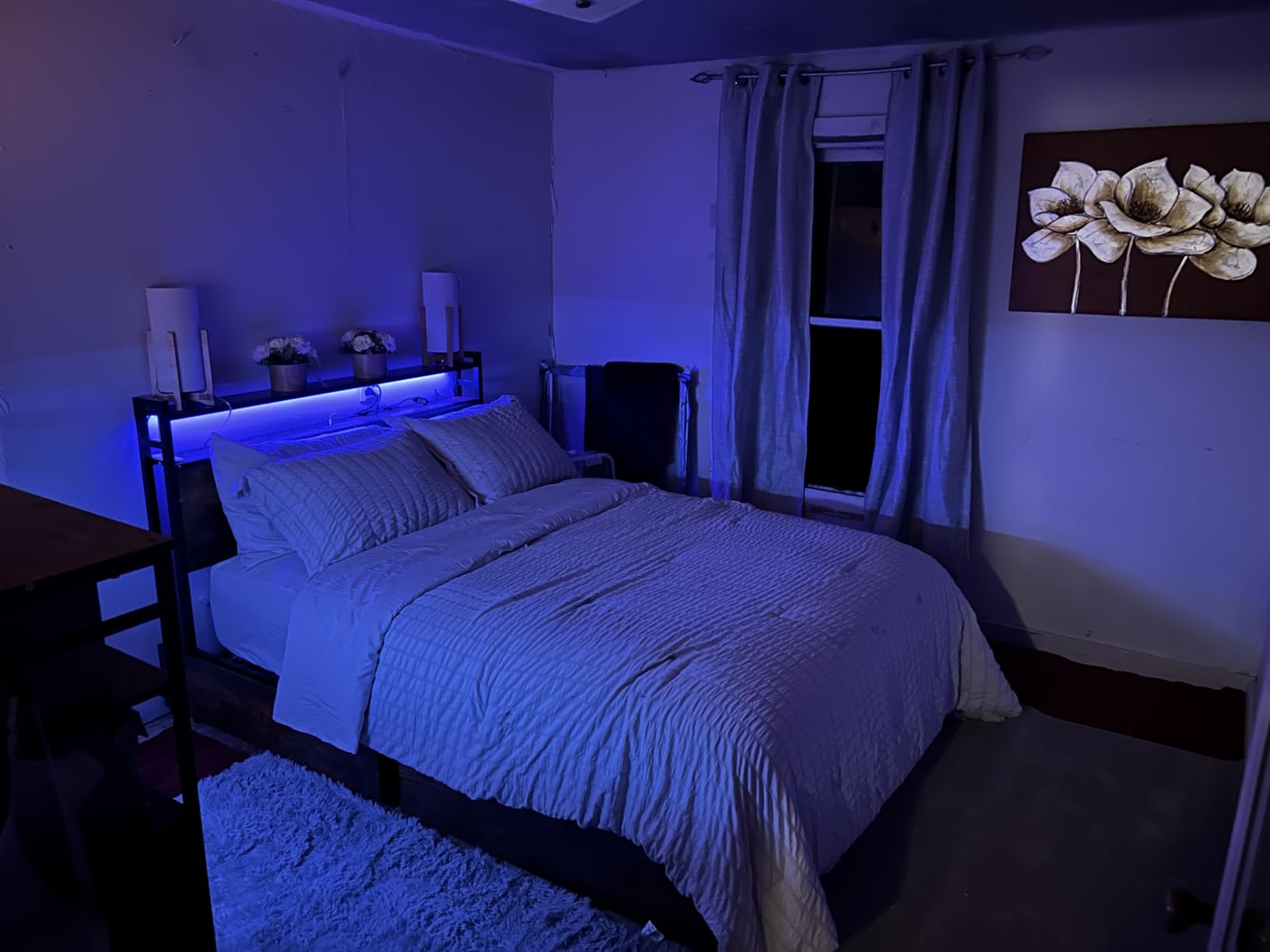 VINGLI Queen Bed Frame with 4 Storage Drawers and Headboard, Metal Platform Panel Bed with Charging Station and RGB LED Lights, No Box Spring Needed, Noise Free, Easy Assembly, Rustic Brown customer photo 2