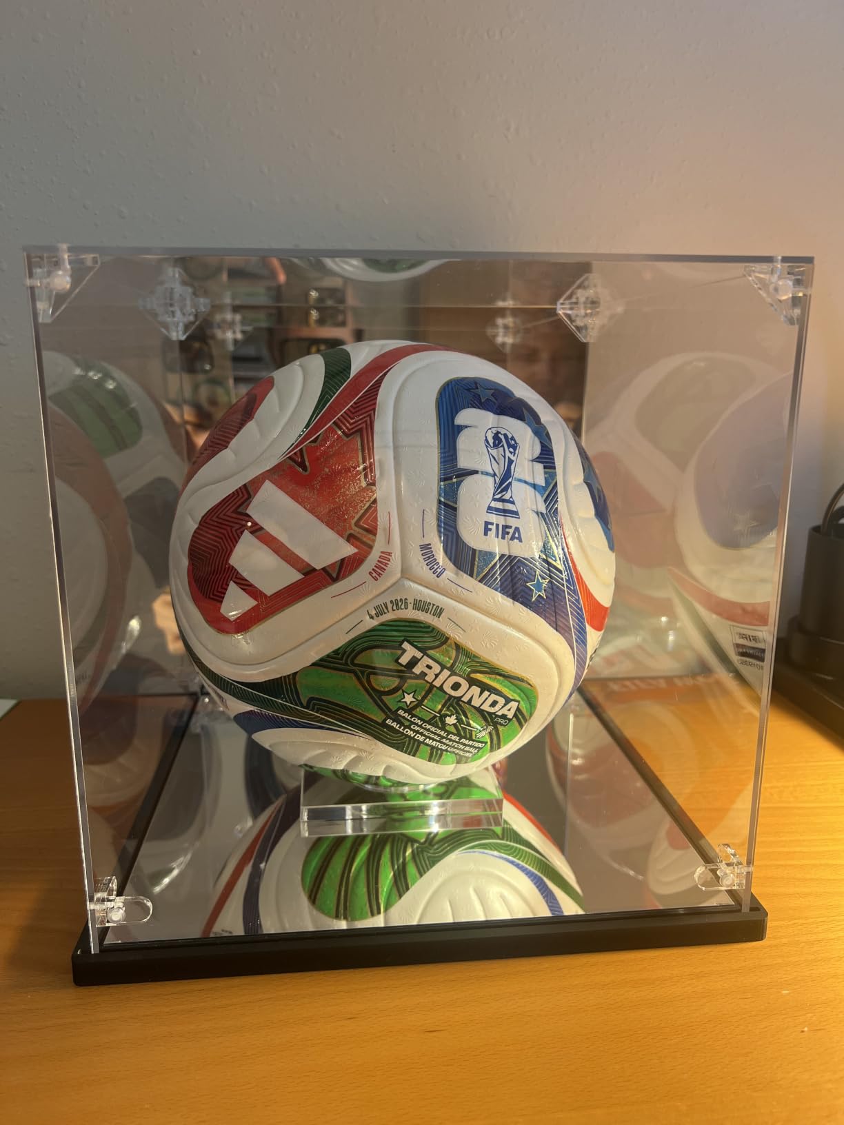 Full Size Football Helmet Display Case with Double Mirror Back and Base | 3mm Clear Panels Help Reduce Dust, Tool-Free Assembly and 15.1 x 11.2 x 11.8 in Interior, Helmet Not Included customer photo 1
