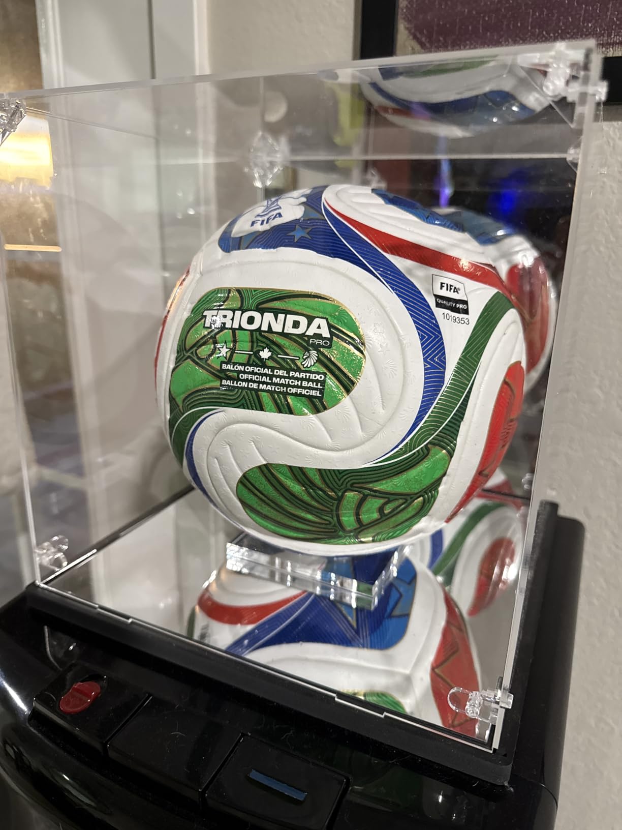 Full Size Football Helmet Display Case with Double Mirror Back and Base | 3mm Clear Panels Help Reduce Dust, Tool-Free Assembly and 15.1 x 11.2 x 11.8 in Interior, Helmet Not Included customer photo 2