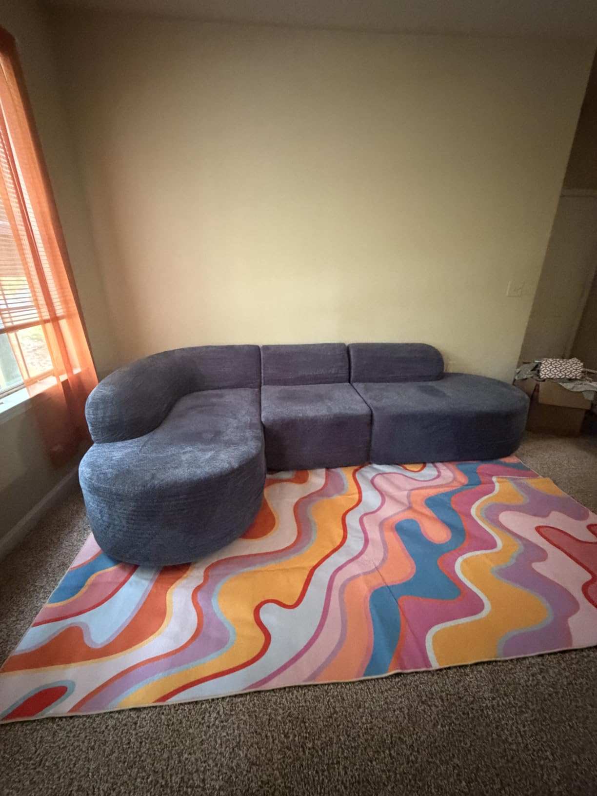 114 Inch Boneless Couches for Living Room,Modern Modular Sectional Sofa with Chaise,L-Shape Cloud Sectional Couch,No Assembly Required,Dark Blue customer photo 2