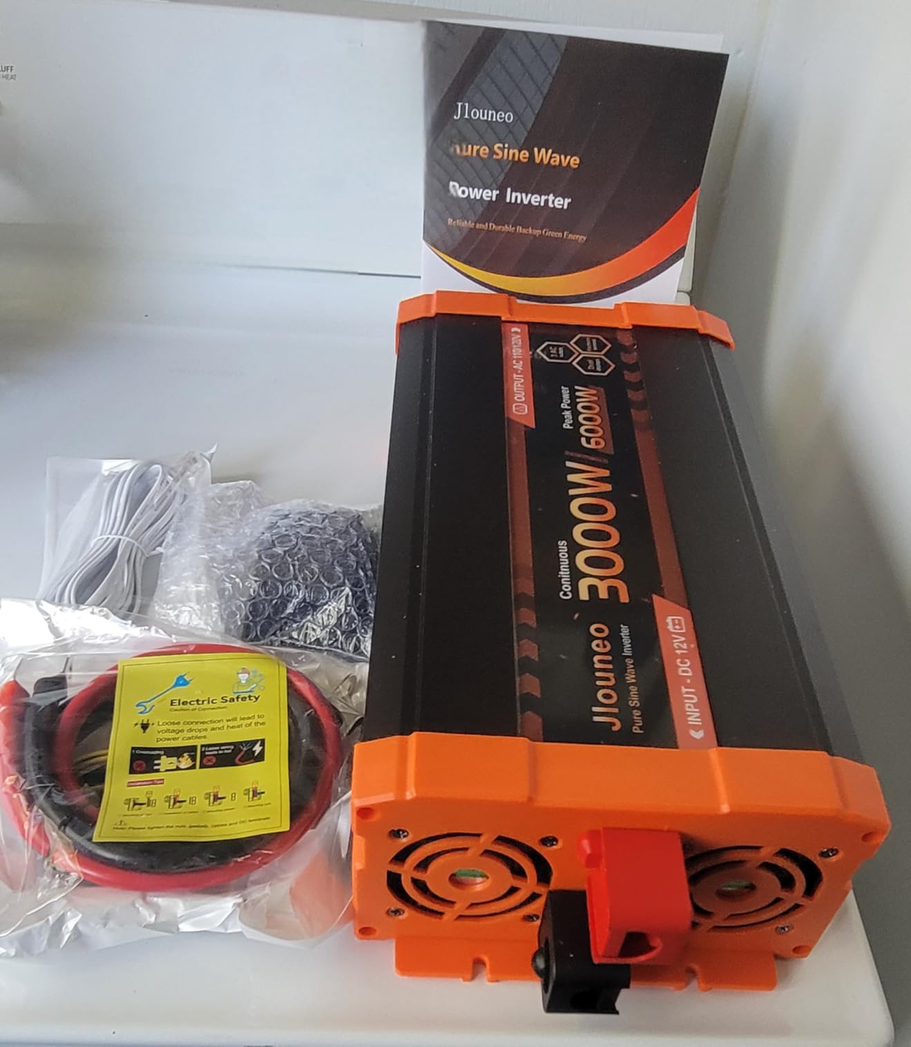 3500W Pure Sine Inverter 12V DC to 120V AC, 7000W Surge | Power Inverters for Truck, Semi Truck, RV, Solar, Home, with 3 AC Outlets, Dual LCD Display, Remote Controller, Hardwire Port customer photo 1