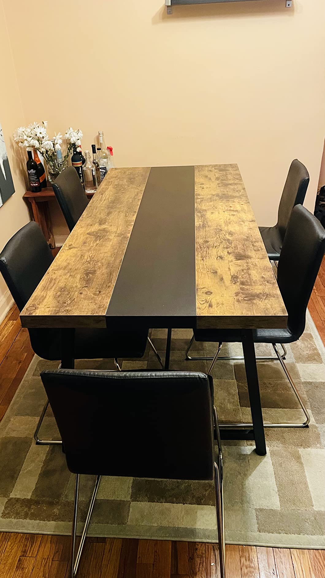 Tribesigns Dining Table for 8 People, 70.87-inch Rectangular Wood Kitchen Table with Strong Metal Frame, Vintage Large Long Dining Room Table for Big Family (Yellow Brown) customer photo 1