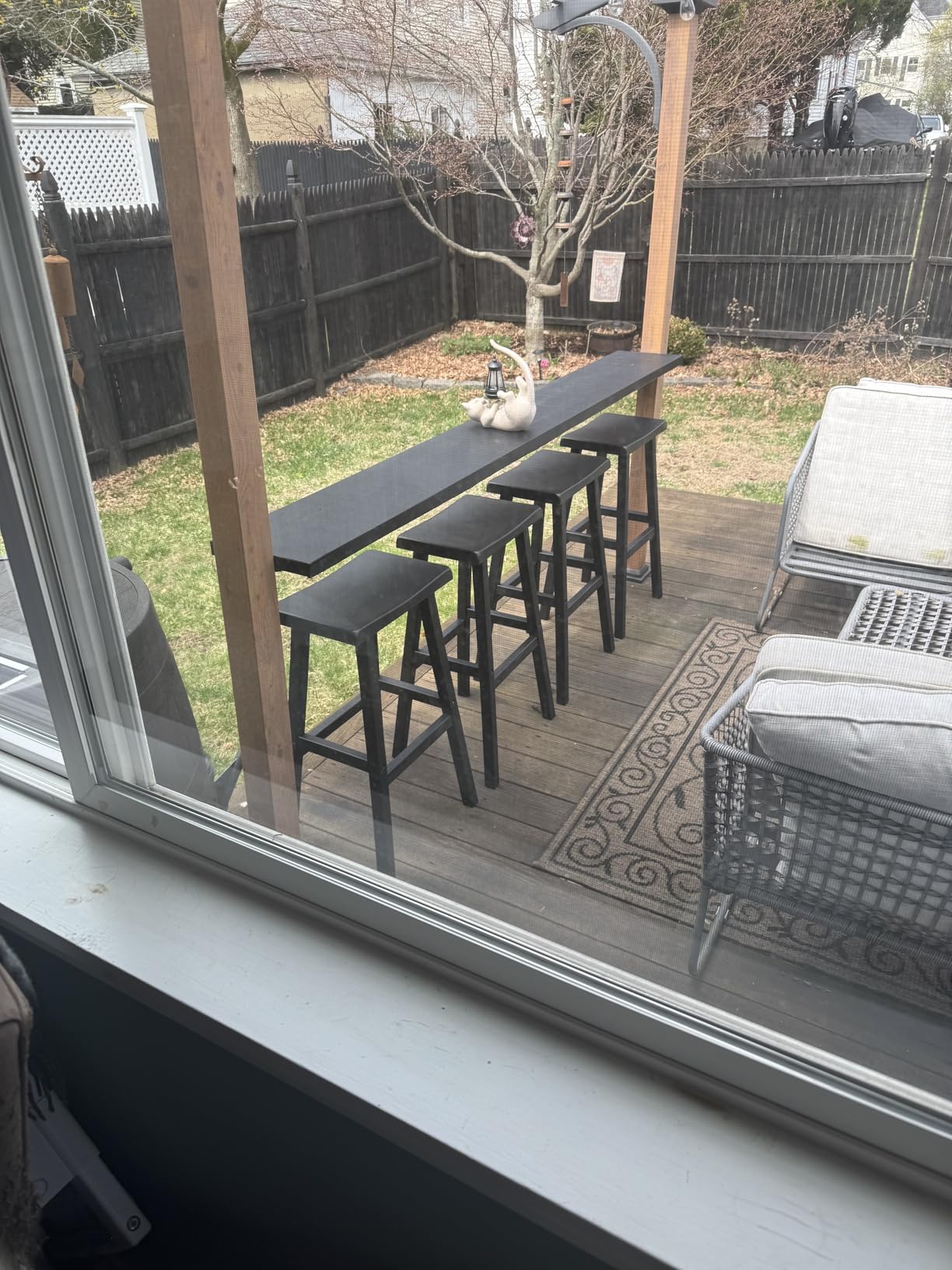 Bar Stools 29'' Outdoor Set of 4, Waterproof Modern Durable Resin Saddle Seat, Counter Stool Sturdy Modern Stylish, All-Weather Barstools for Patio, Balcony, or Kitchen Counter customer photo 1