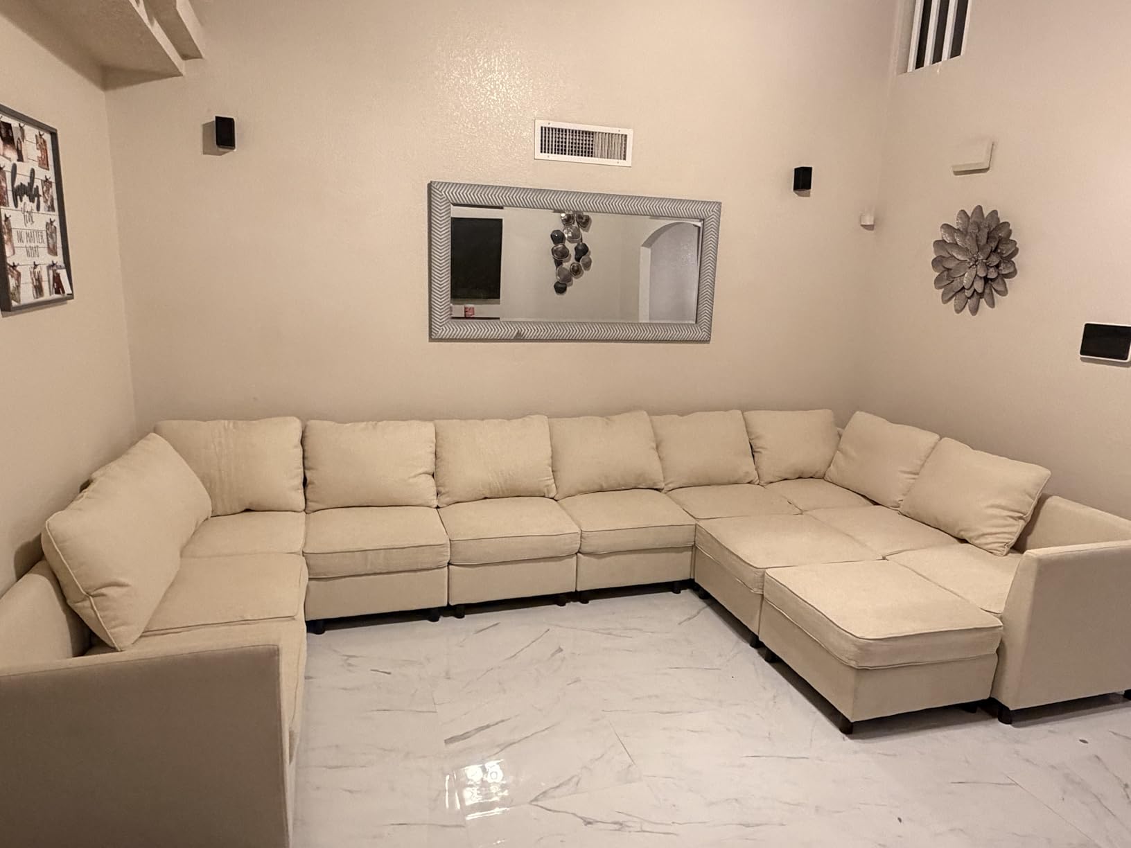 HONBAY Modular Sofa U Shaped Sectional Couch with Storage, Convertible Modular Sofa 7 Seats Sectional for Living Room - Beige customer photo 1