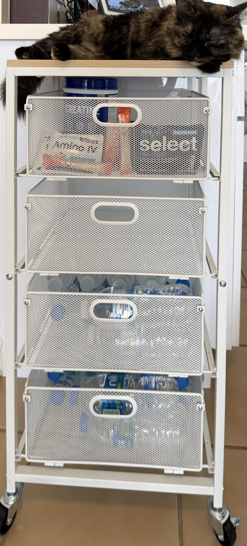 Goovilla Kitchen Cart with Drawers, Lockable Wheels with Wooden Top, Black | 4 Tier Metal Rolling Utility Cart Organizer, Fruit Vegetable Storage Rack Also for Cans, Snack, Craft, Art, Office, Beauty customer photo 1