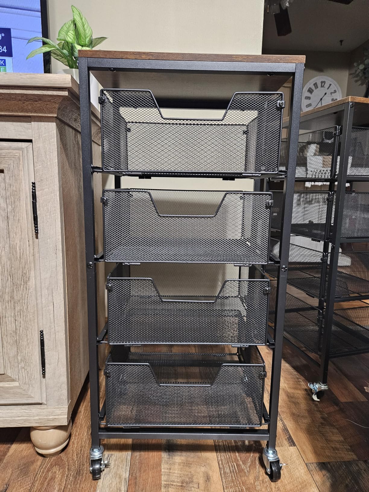 Goovilla Kitchen Cart with Drawers, Lockable Wheels with Wooden Top, Black | 4 Tier Metal Rolling Utility Cart Organizer, Fruit Vegetable Storage Rack Also for Cans, Snack, Craft, Art, Office, Beauty customer photo 2