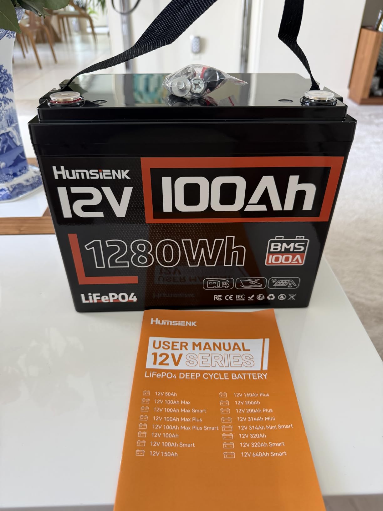 HumsiENK 12V 100Ah LiFePO4 Lithium Battery with Bluetooth (Group 24), 15000+ Deep Cycles Battery, Built-in 100A BMS & Low-Temp Protection, Max. 1280 Energy for RV/Boat/Off-Grid/Home Backup customer photo 1