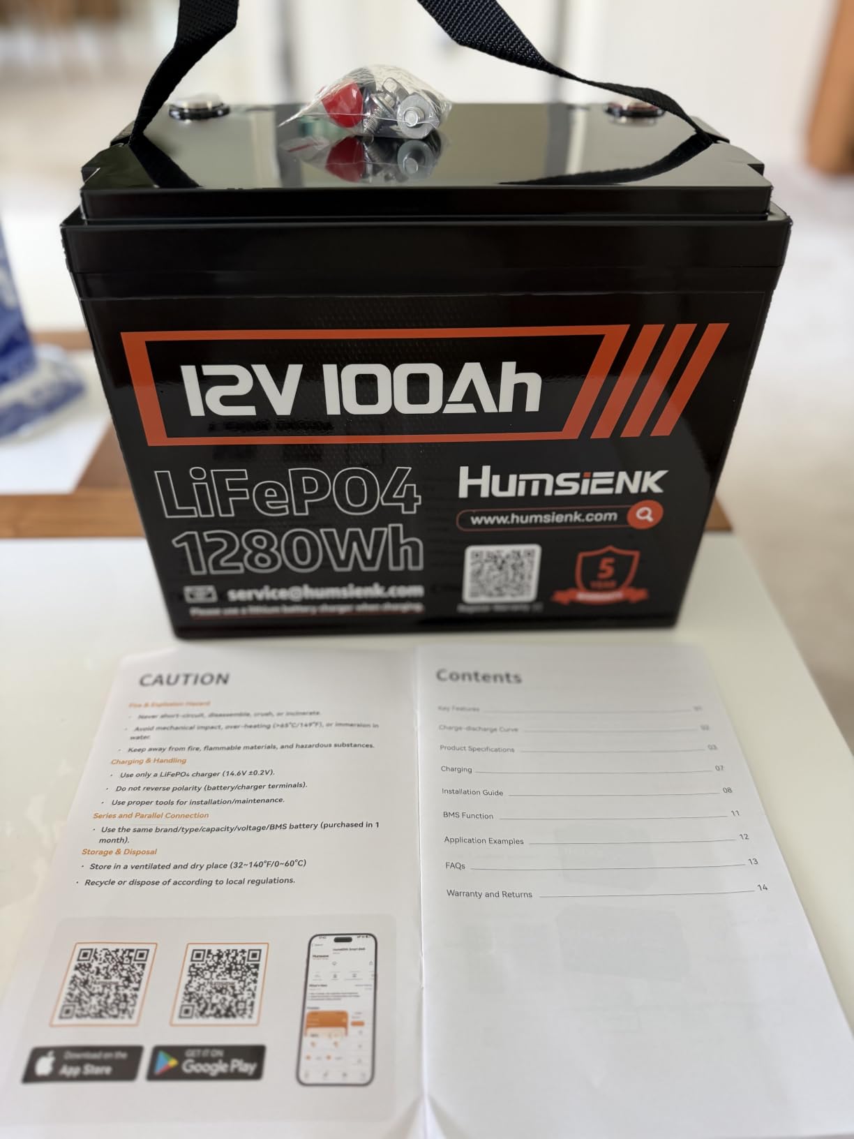 HumsiENK 12V 100Ah LiFePO4 Lithium Battery with Bluetooth (Group 24), 15000+ Deep Cycles Battery, Built-in 100A BMS & Low-Temp Protection, Max. 1280 Energy for RV/Boat/Off-Grid/Home Backup customer photo 2
