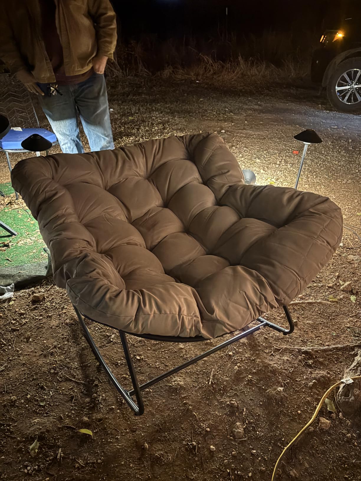 Papasan Rocking Chair, Oversized Outdoor Egg Chair with Thick Cushion | 450 lbs Heavy-Duty Frame, 6.7
