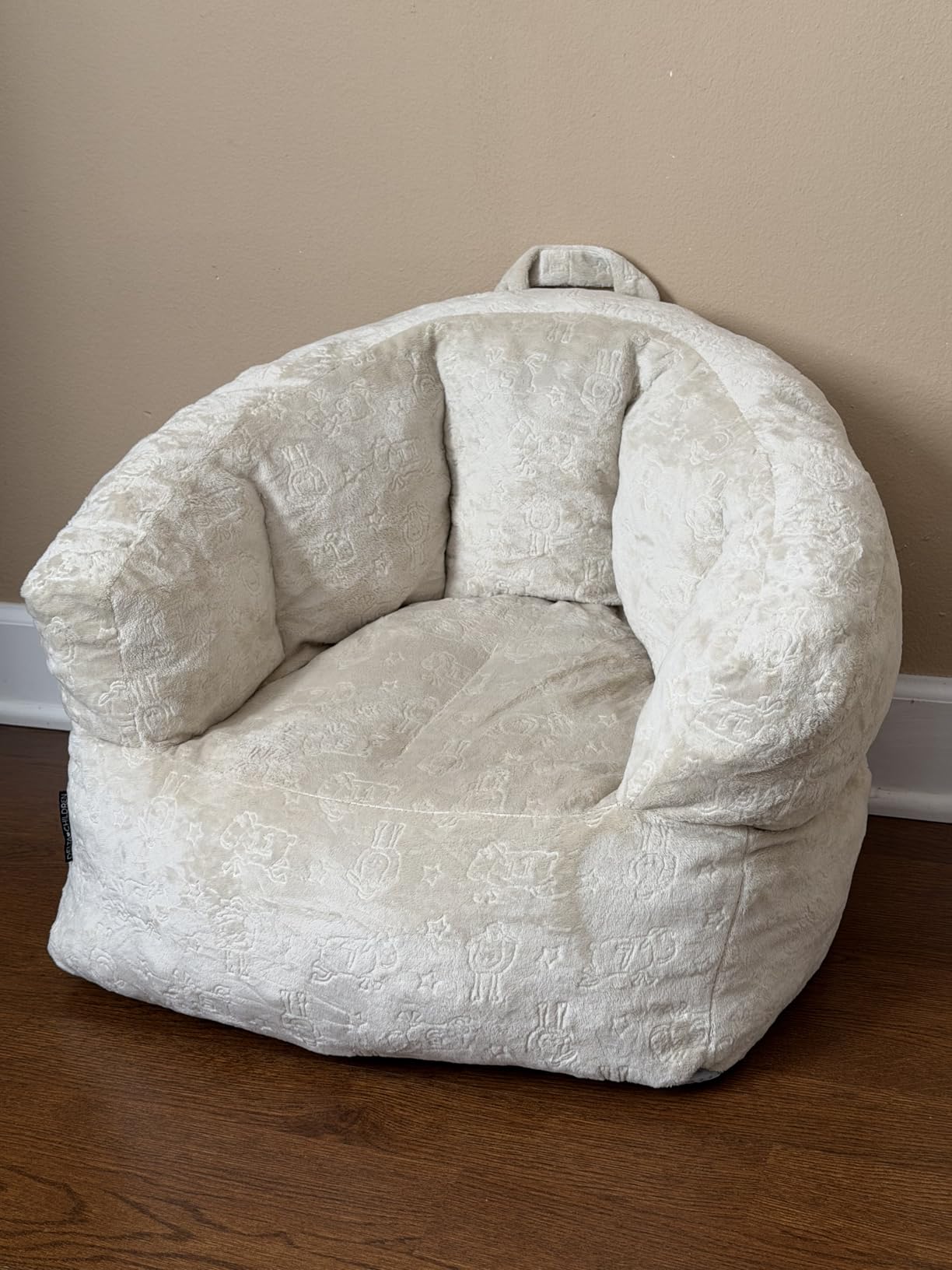 Delta Children - Serta Kids Plush Barrel Toddler Chair, Soft Foam Chair Bean Bag Chair Alternative for Boys and Girls, Cozy Seat for Reading, Watching Cartoons, Playroom Nursery Bedroom, Denim Blue customer photo 1