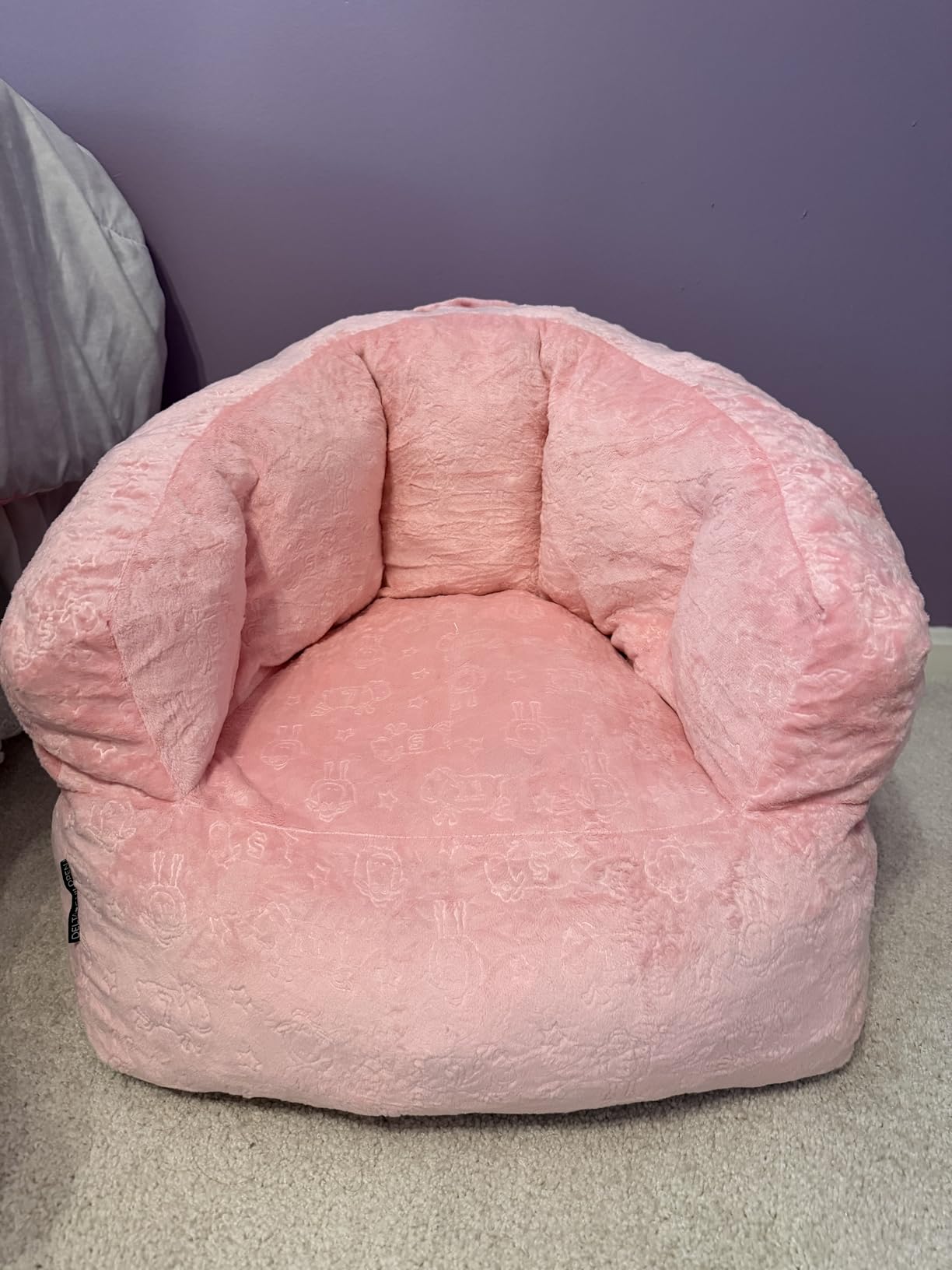 Delta Children - Serta Kids Plush Barrel Toddler Chair, Soft Foam Chair Bean Bag Chair Alternative for Boys and Girls, Cozy Seat for Reading, Watching Cartoons, Playroom Nursery Bedroom, Denim Blue customer photo 2